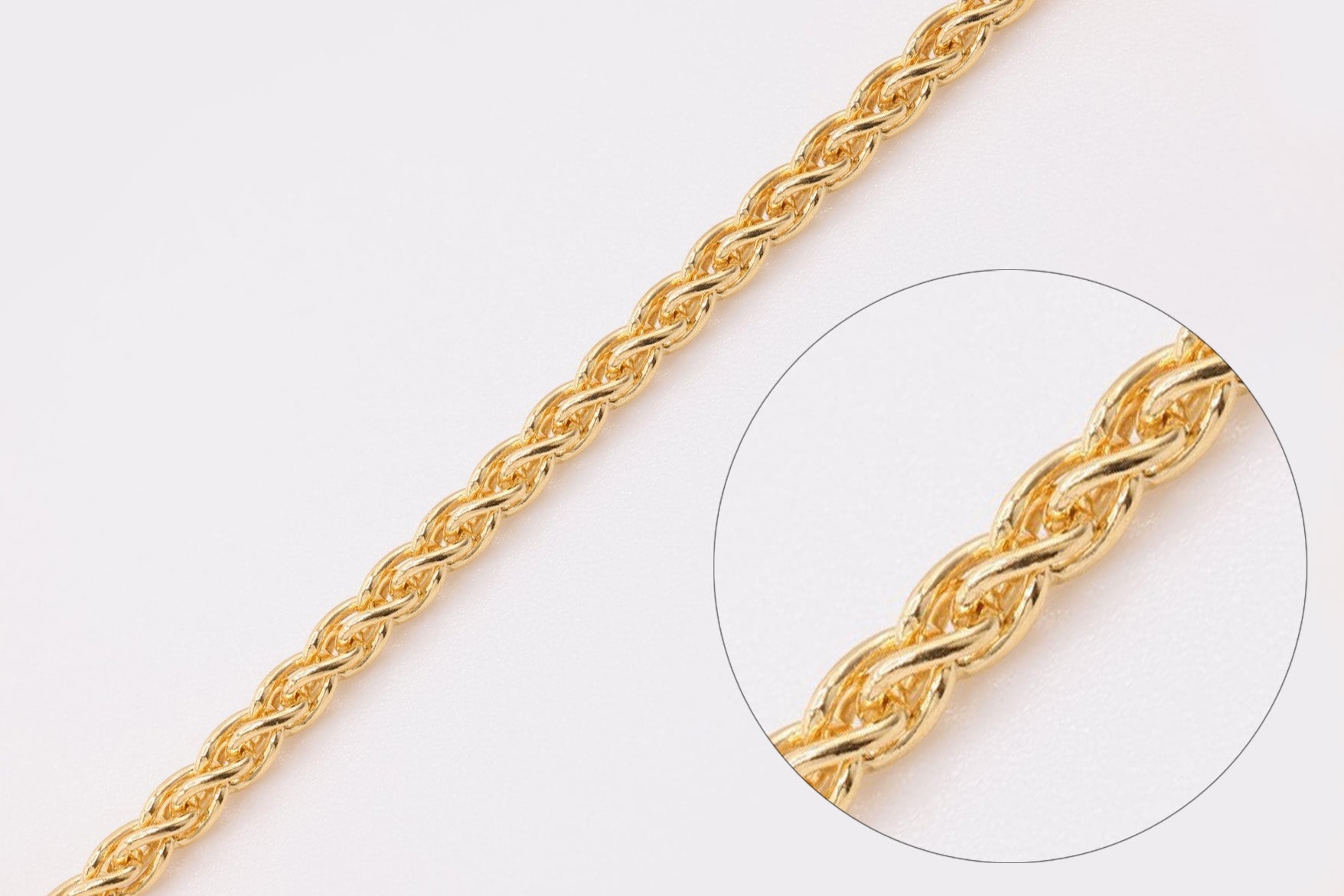 1.8mm Wheat Chain, Gold - Filled, Wholesale Jewelry Making Wheat Chain - HarperCrown