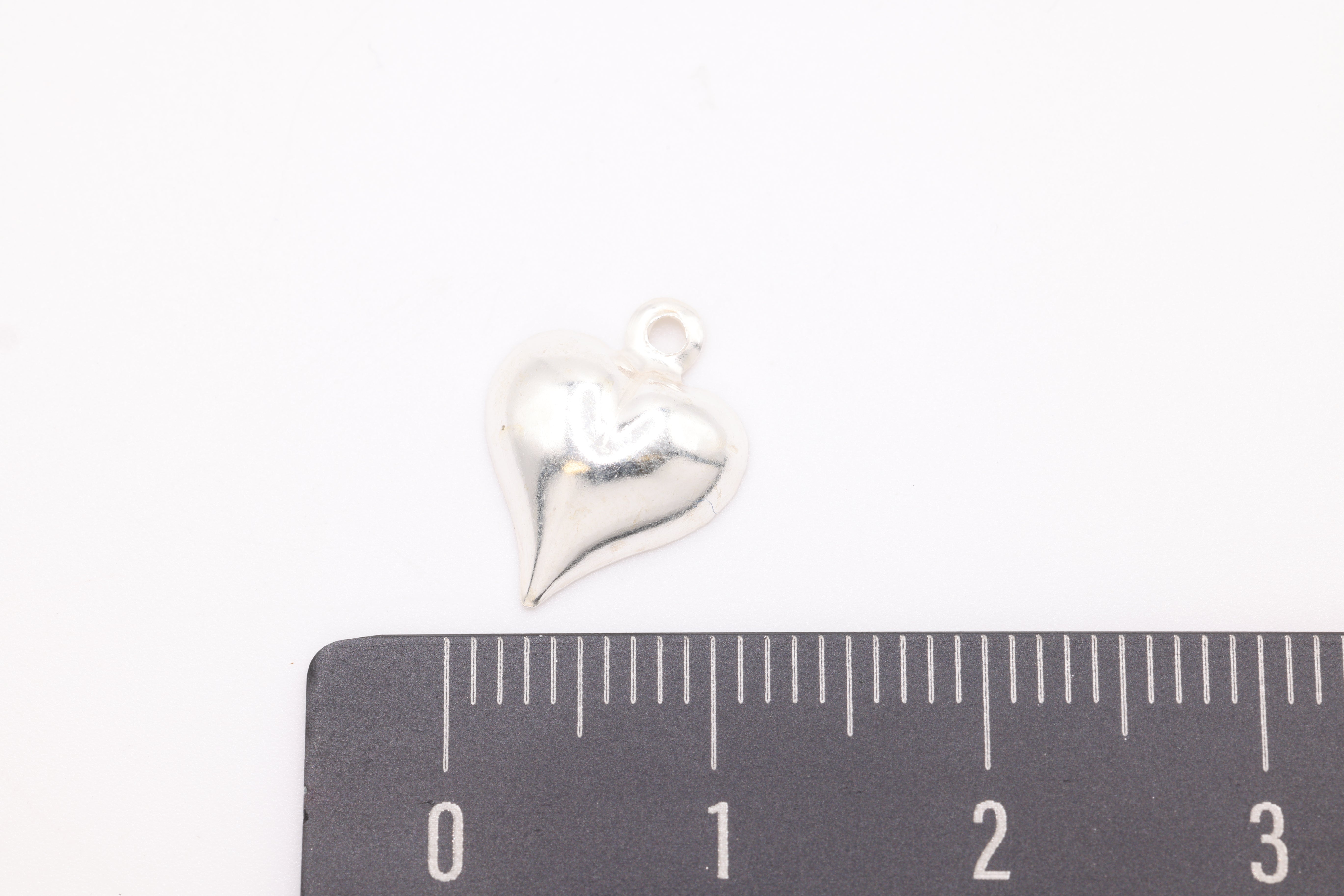 Puffy Heart Charm, Wholesale, 925 Sterling Silver, 12mm x 10mm, Small Heart Permanent Jewelry