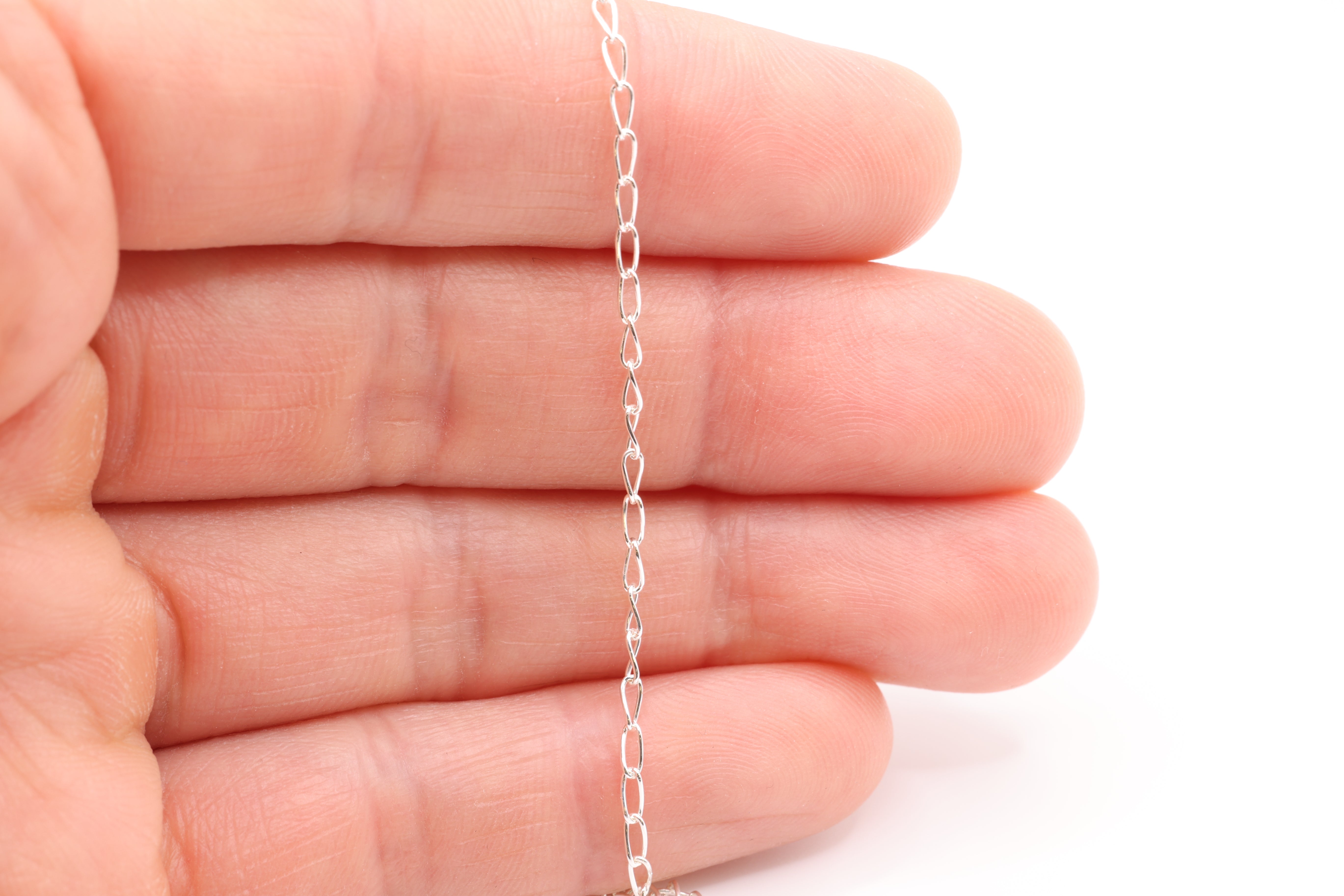 1.6mm Curb Chain, 925 Sterling Silver, Wholesale, Pay Per Foot Jewelry Making Chain