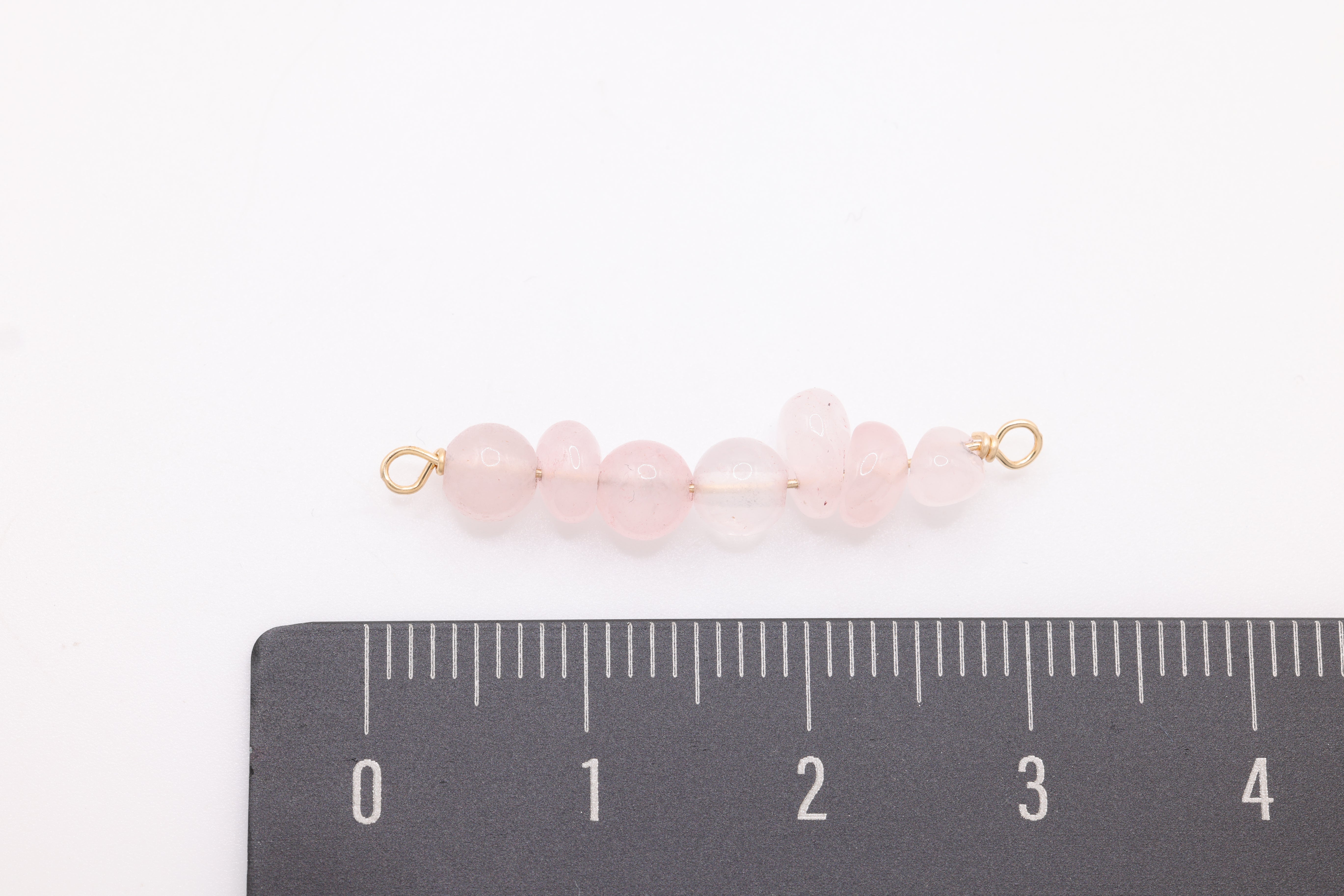 October Stone Connector Charm, Wholesale, 14/20 Gold-Filled, Pink Quartz Birthstone Gemstone Beads, Permanent Jewelry