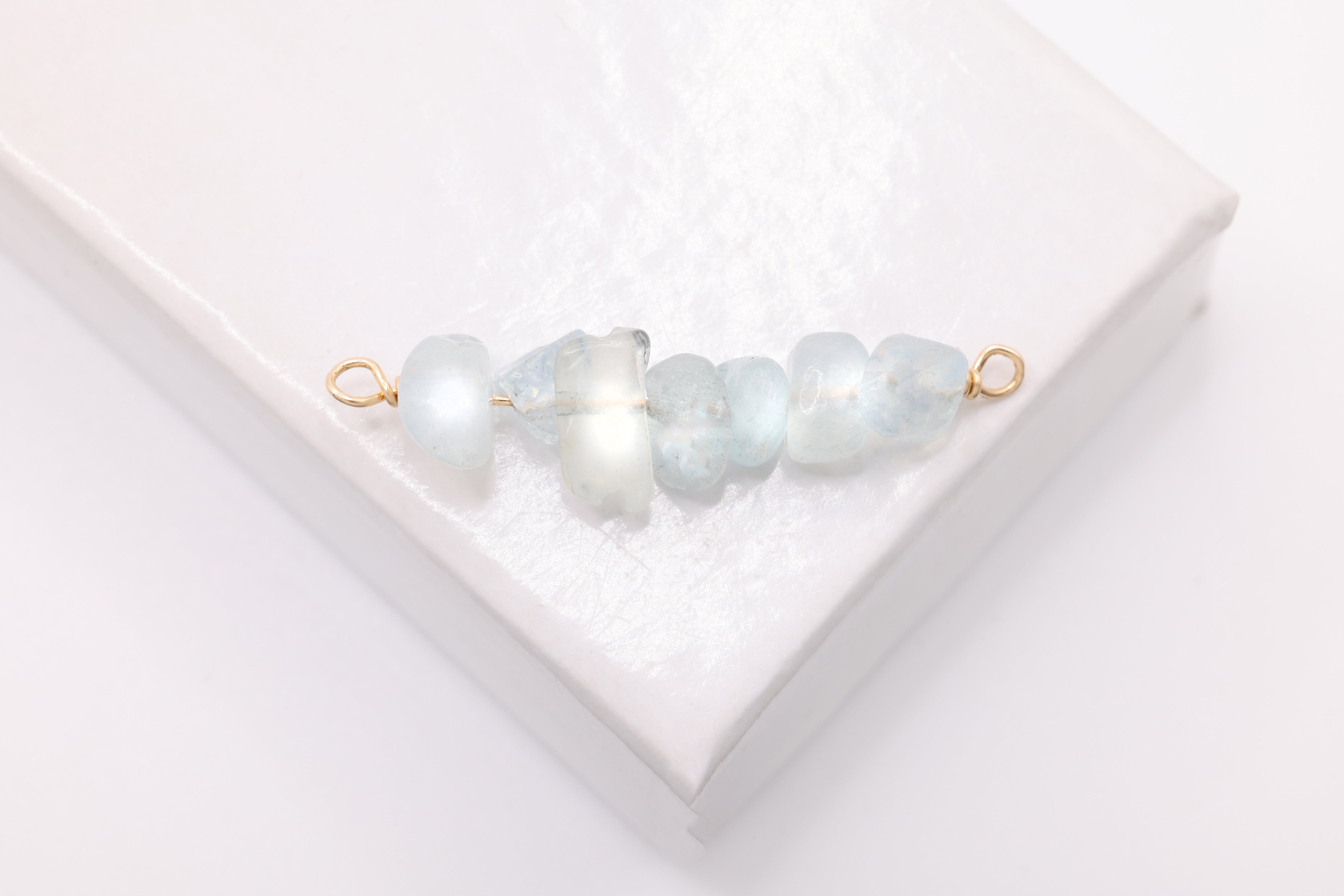March Stone Connector Charm, Wholesale, 14/20 Gold-Filled, Aquamarine Birthstone Gemstone Beads, Permanent Jewelry