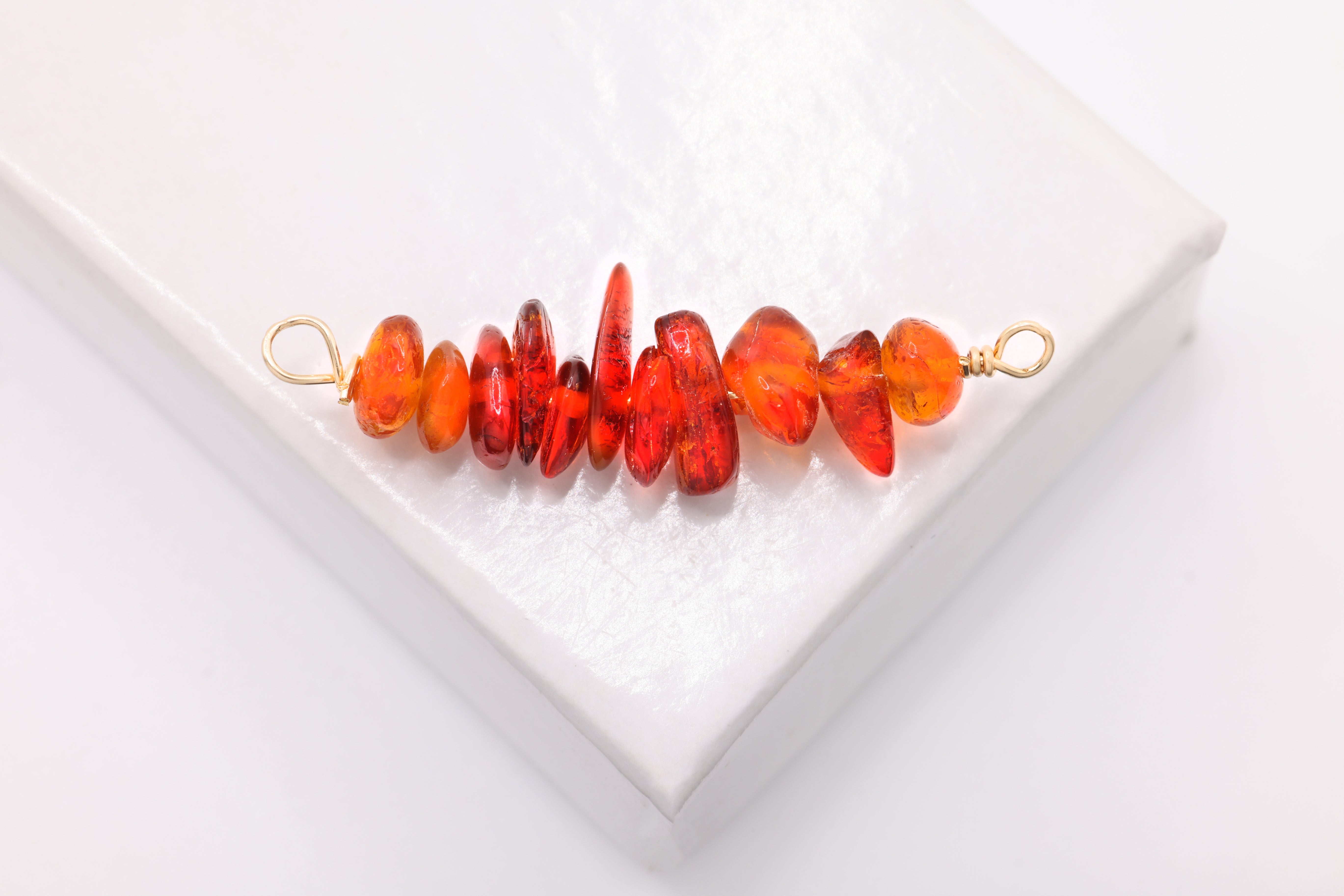 January Stone Connector Charm, Wholesale, 14/20 Gold-Filled, Amber Birthstone Gemstone Beads, Permanent Jewelry