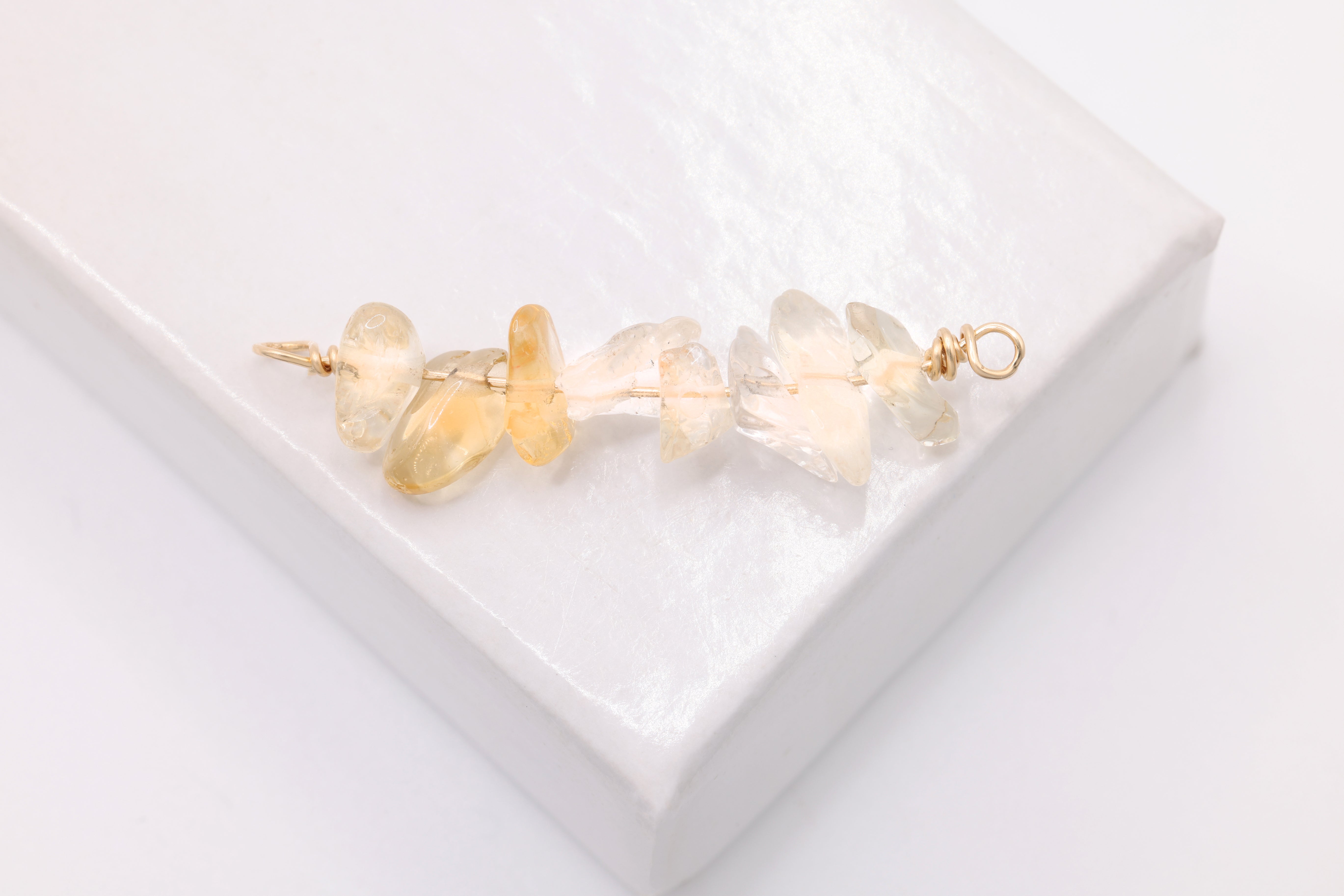 November Stone Connector Charm, Wholesale, 14/20 Gold-Filled, Citrine Yellow Birthstone Gemstone Beads, Permanent Jewelry