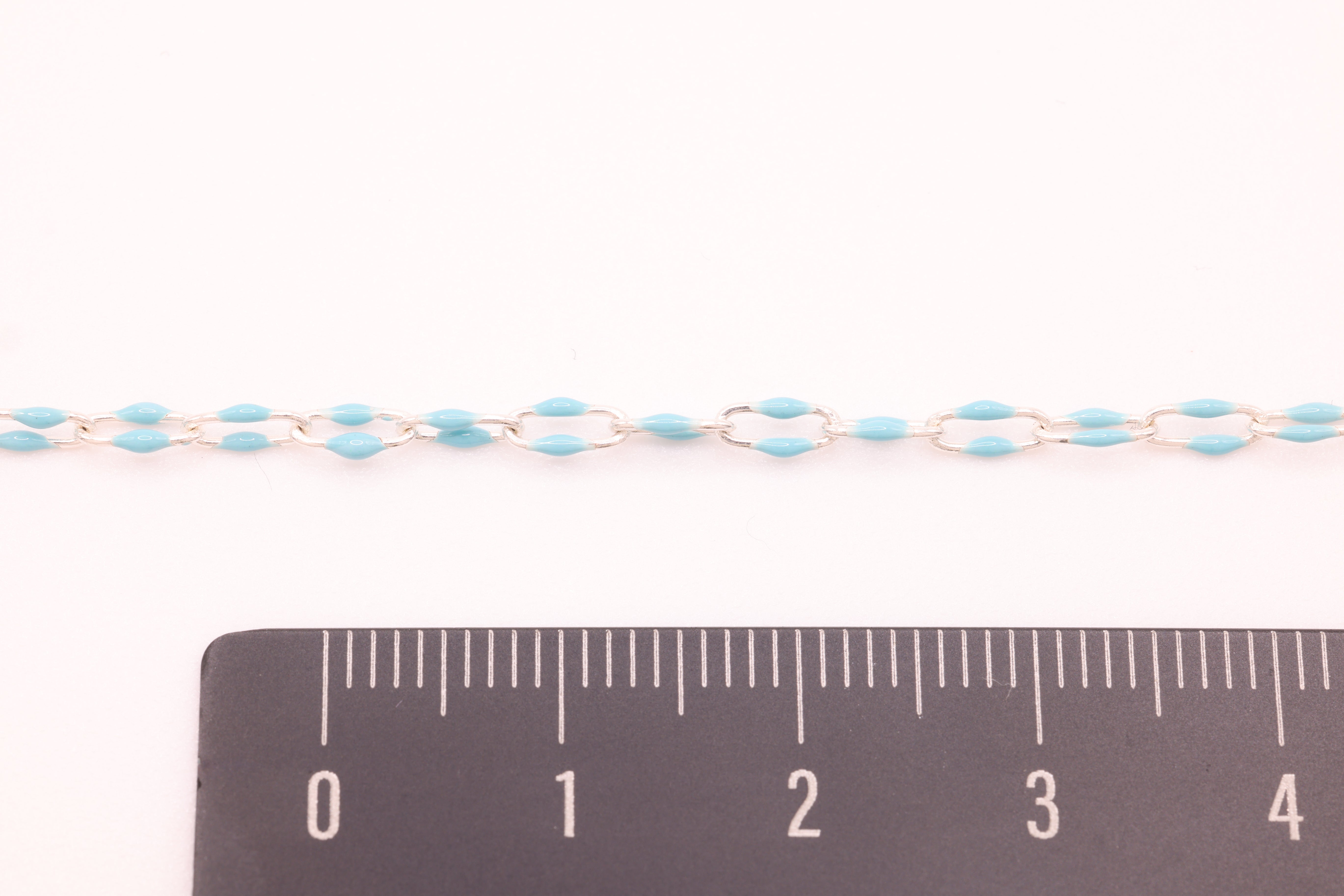 2mm x 5.5mm Paperclip Blue Double Enamel Chain, 925 Sterling Silver, Enamel Color Unfinished Chain Permanent Jewelry
