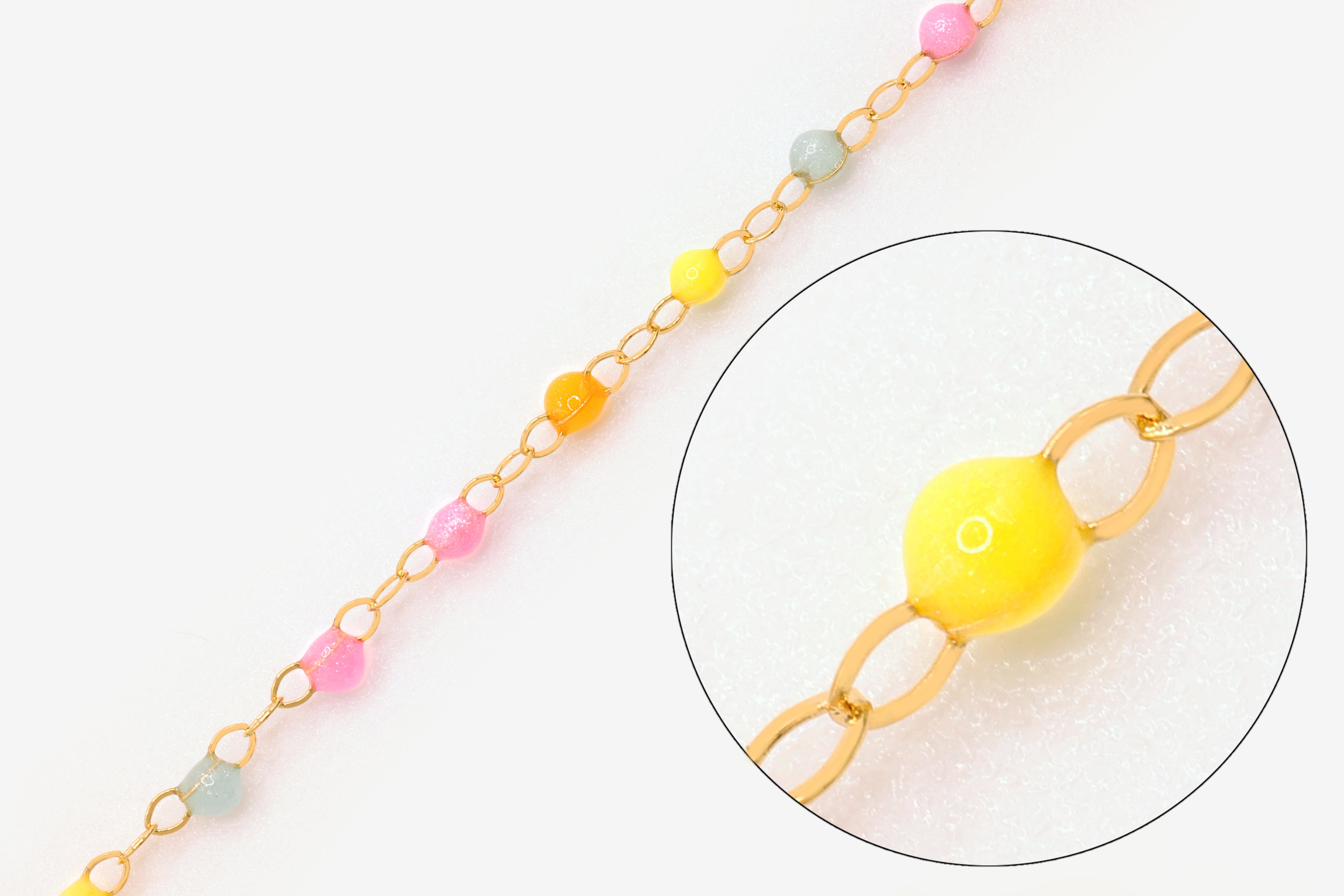 1.5mm Multi Color Enamel Cable Chain, 14/20 Gold-Filled, Wholesale, Pay Per Foot