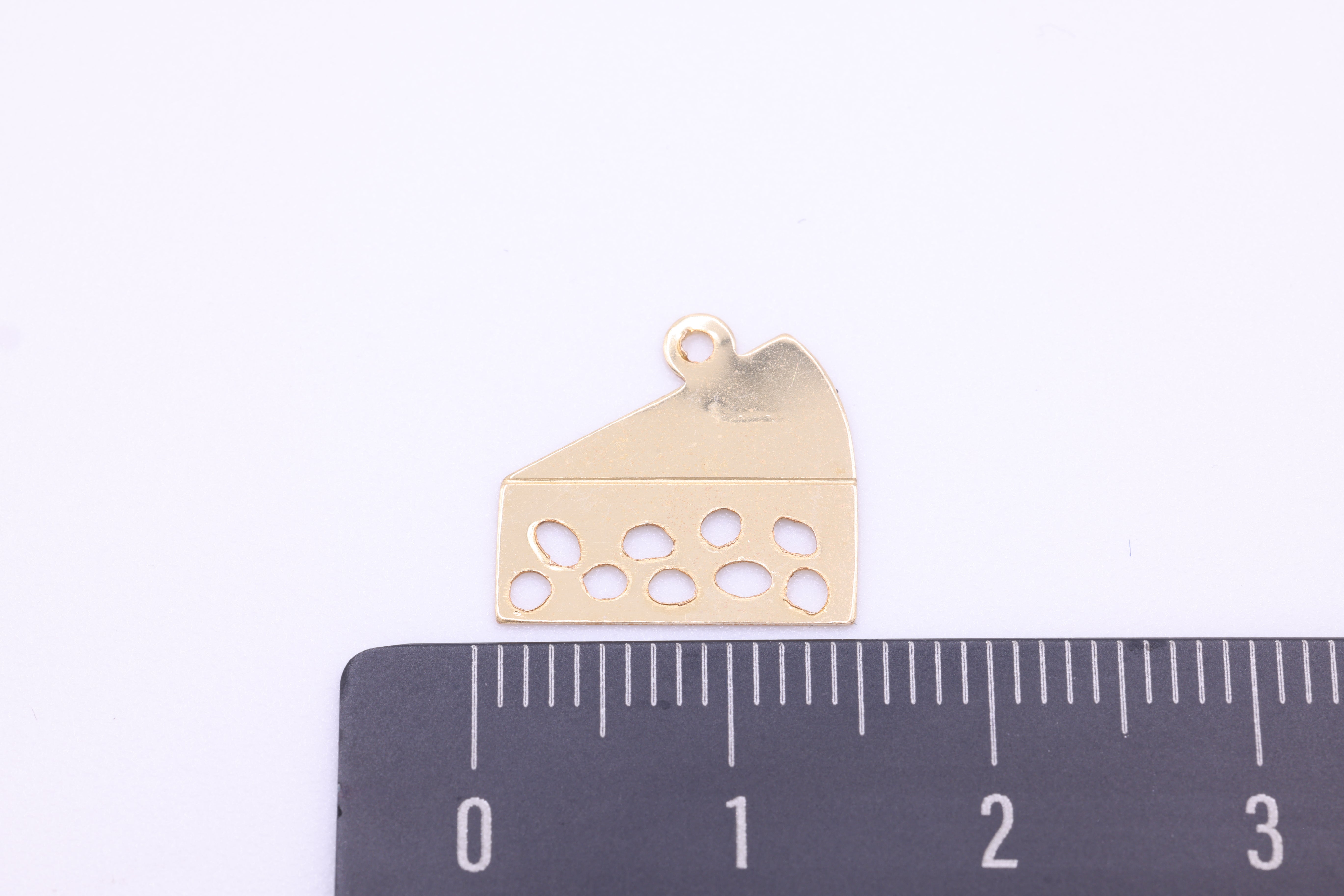 Cheese Charm, Wholesale, 14/20 Gold-Filled, 15mm x 10mm, Swiss Cheese Slice Permanent Jewelry