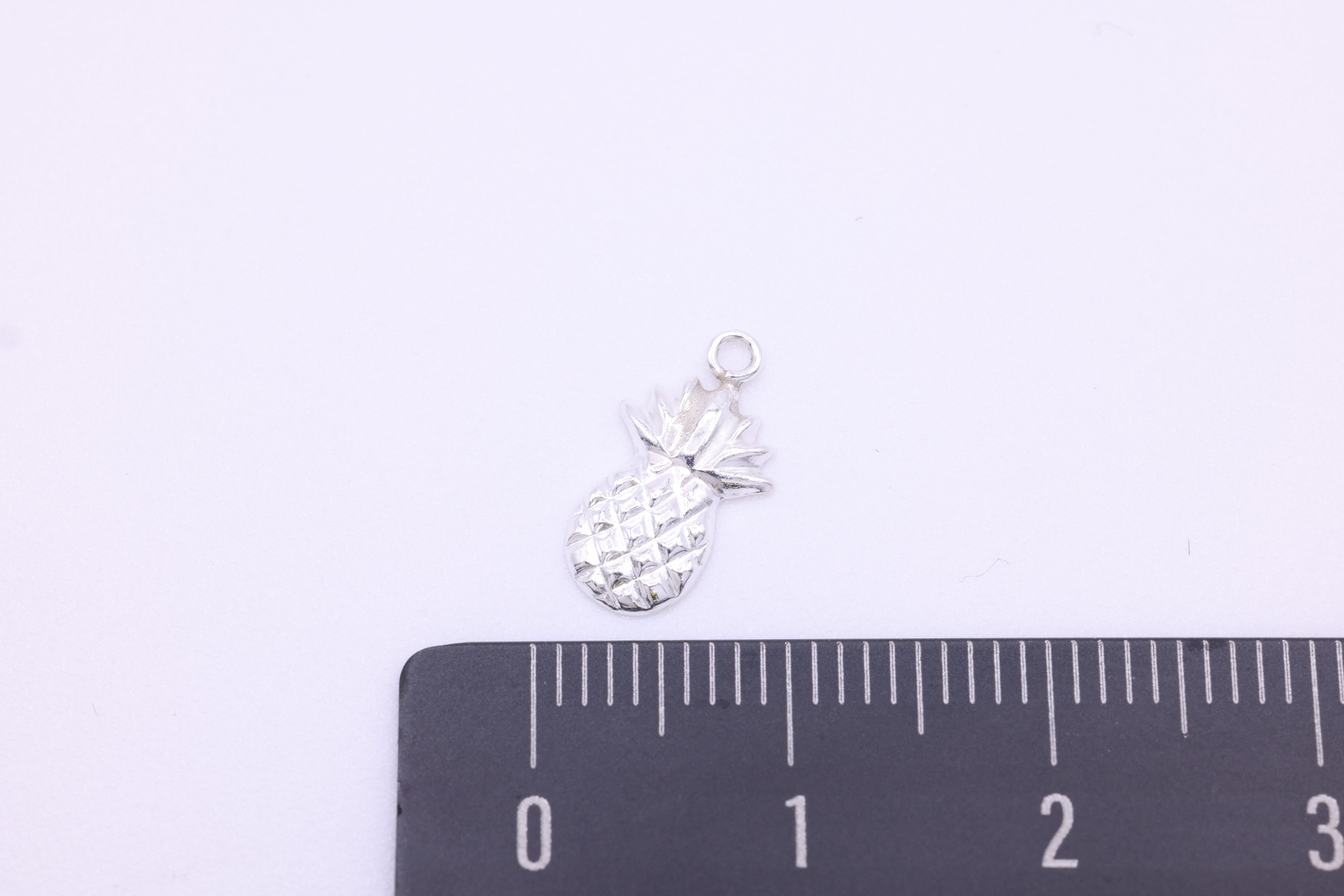 Pineapple Charm, Wholesale, 925 Sterling Silver, 13mm x 8mm, Hawaiian Fruit Permanent Jewelry