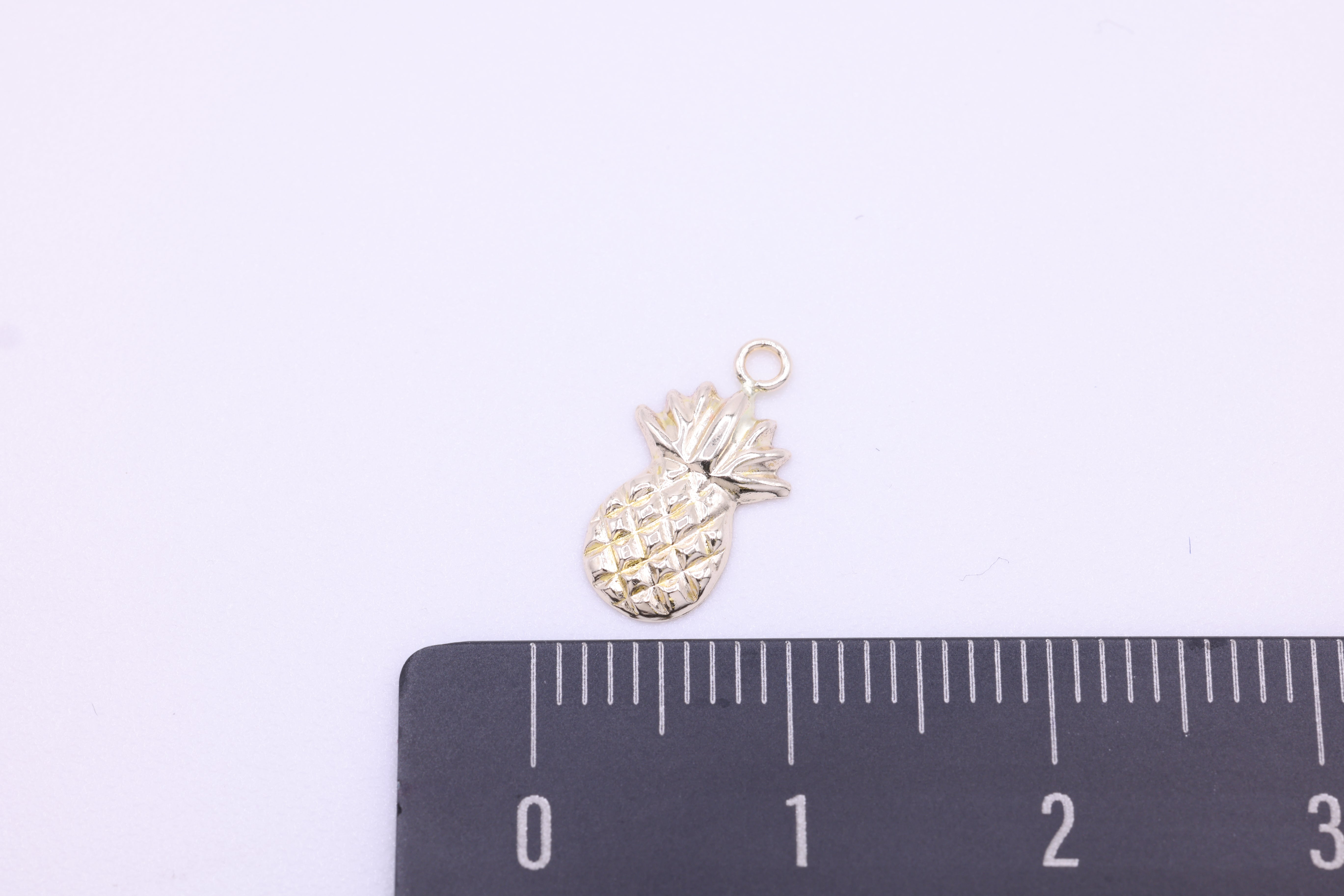 Pineapple Charm, Wholesale, 14/20 Gold-Filled, 13mm x 8mm, Hawaiian Fruit Permanent Jewelry