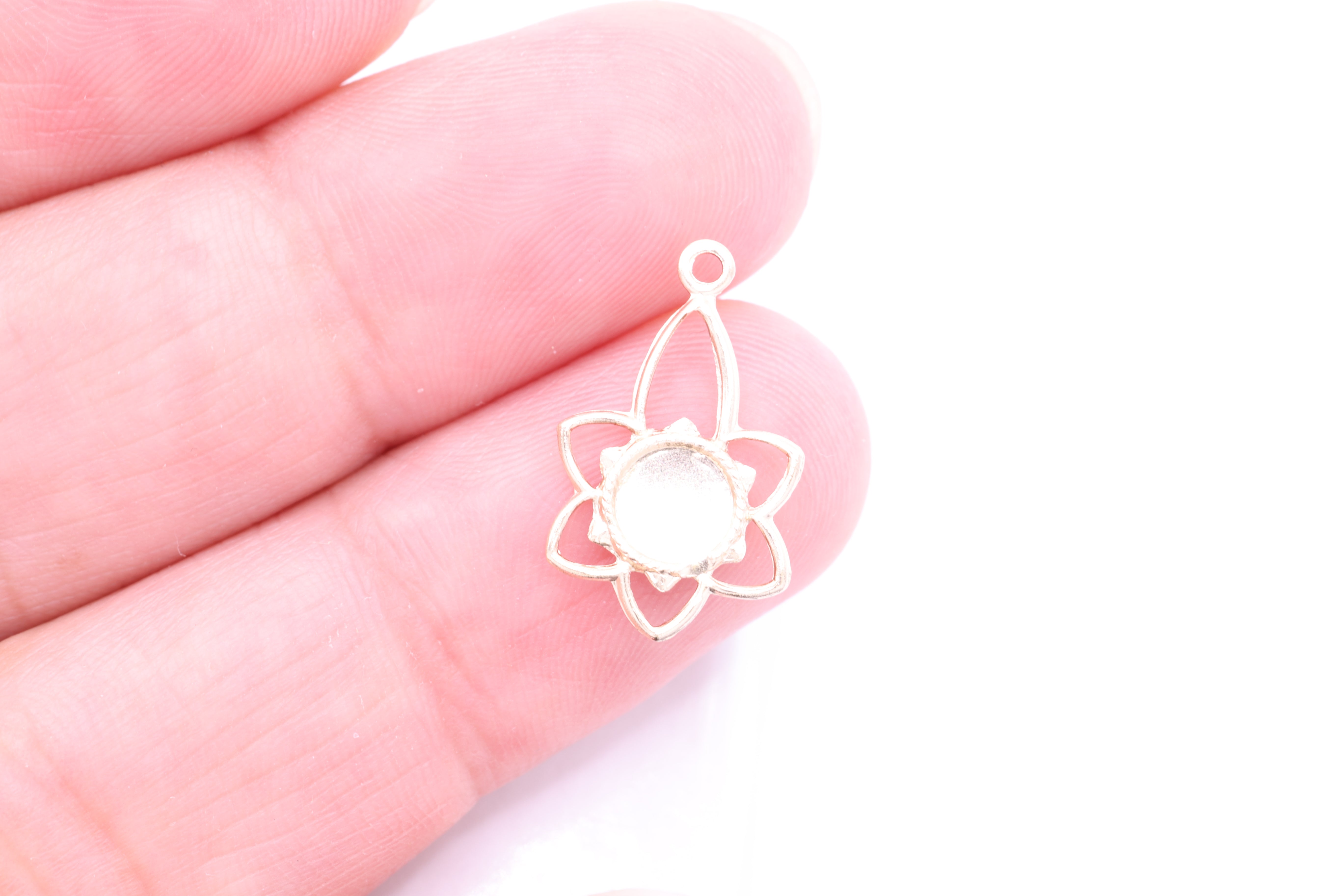 Lotus Sun Flower Charm, 14/20 Gold-Filled, Wholesale, 18mm x 10mm, Bulk Jewelry Making Charm