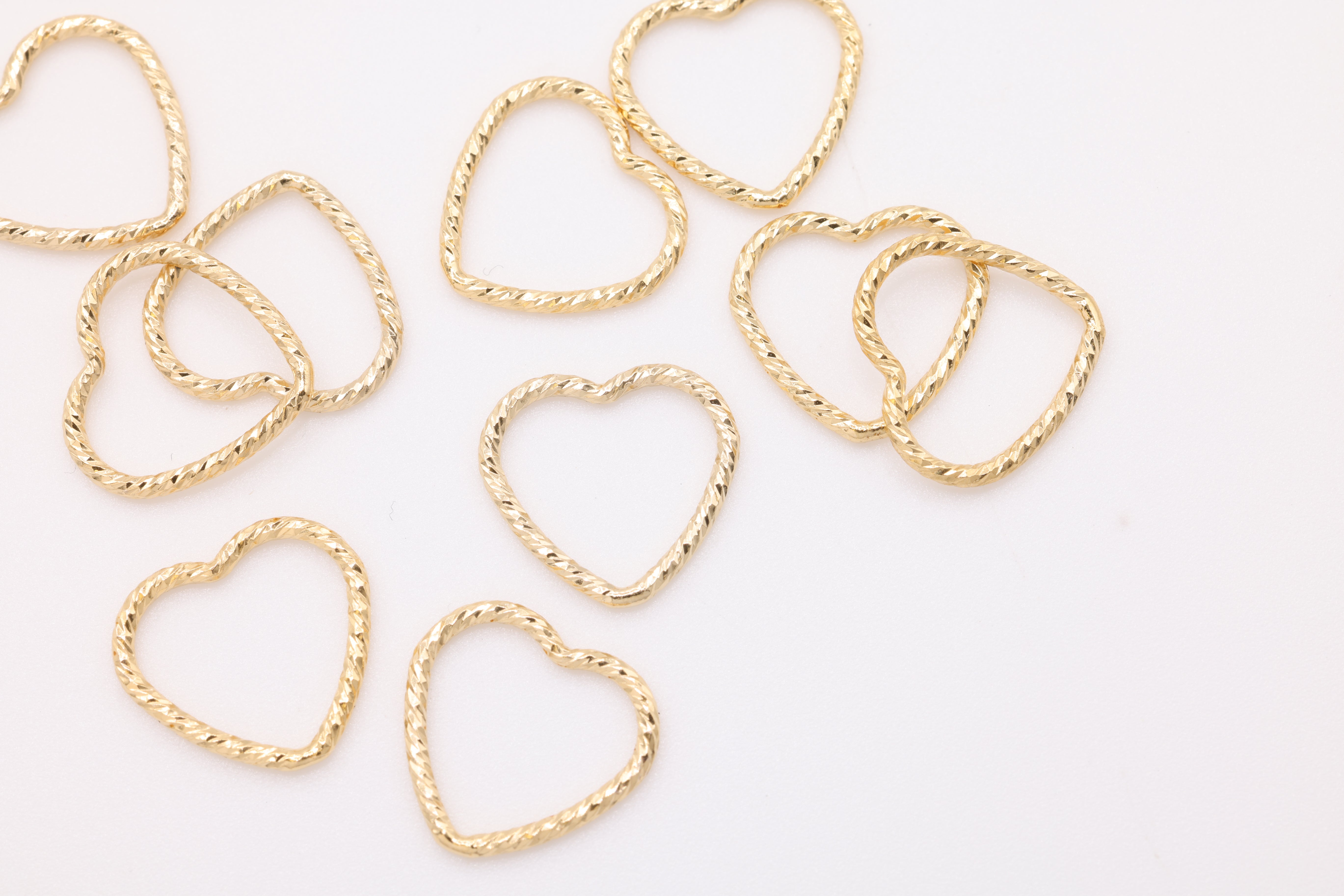 Open Sparkle Heart Wire Connector Charm, Wholesale, 14/20 Gold-Filled, 10mm, Wholesale Jewelry Making Charms