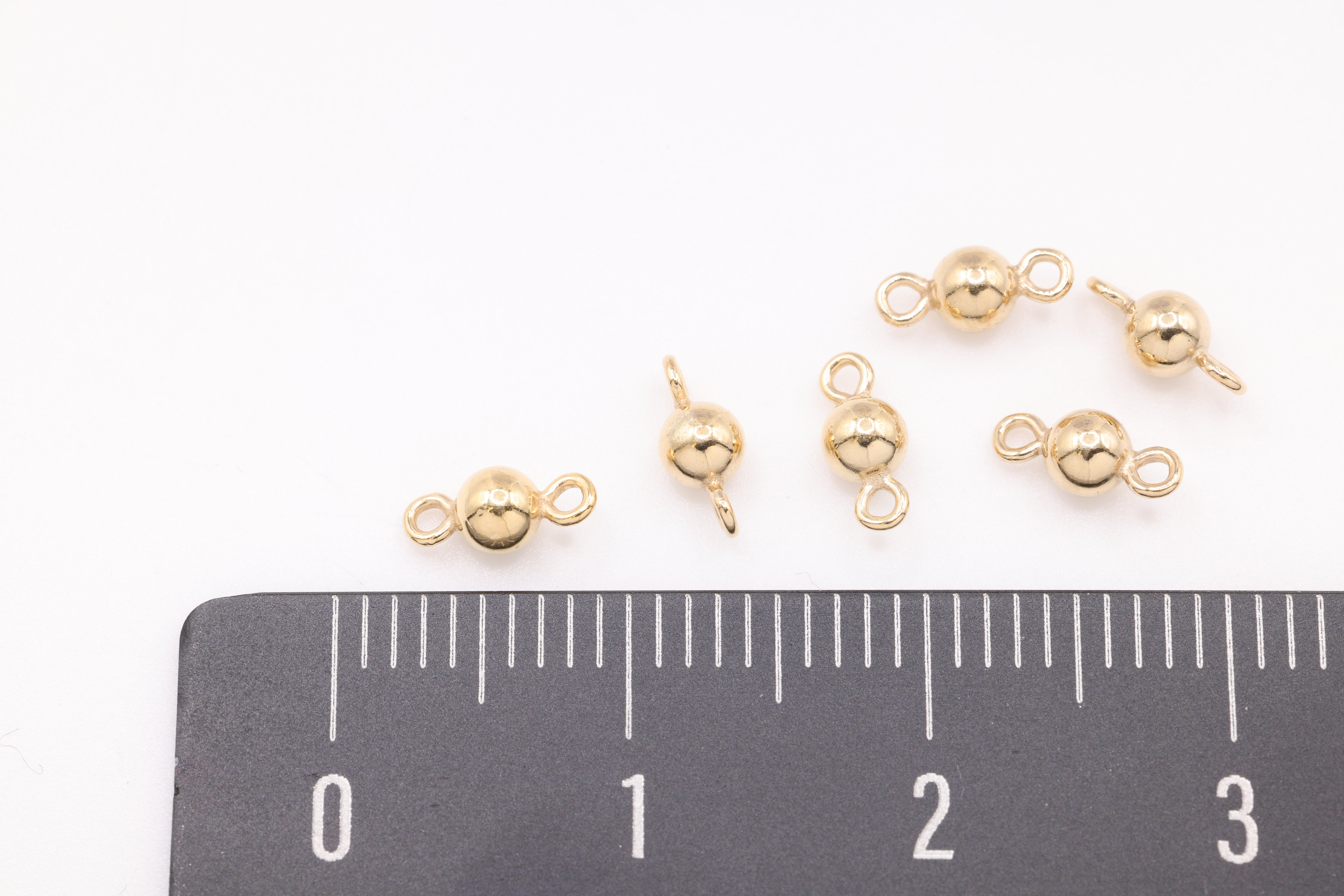 Round Ball Bead Connector Charm, 14/20 Gold-Filled, Permanent Jewelry Bead Connector Link