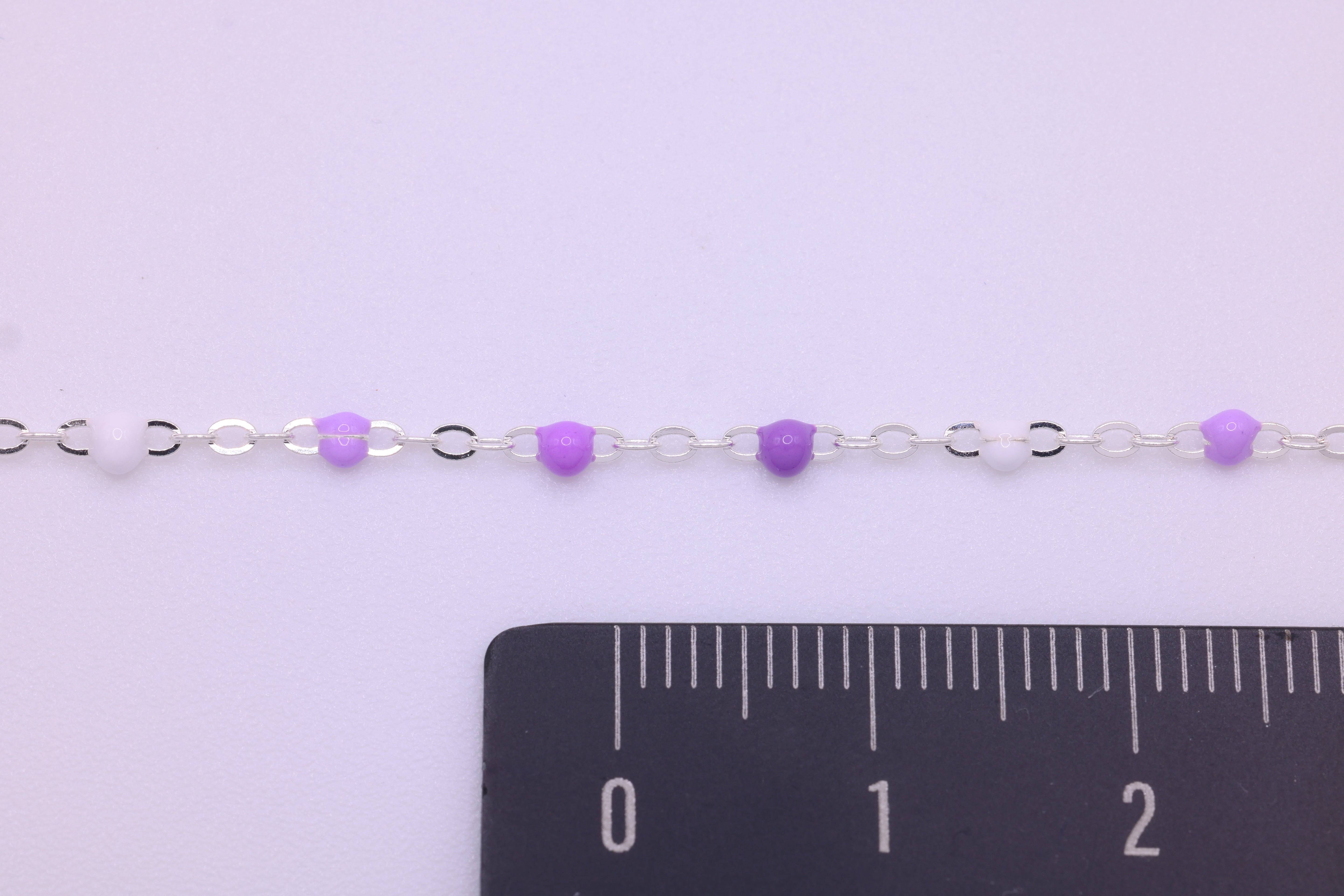 1.5mm Purple Enamel Cable Chain, 925 Sterling Silver, Wholesale, Pay Per Foot, Jewelry Making Chain