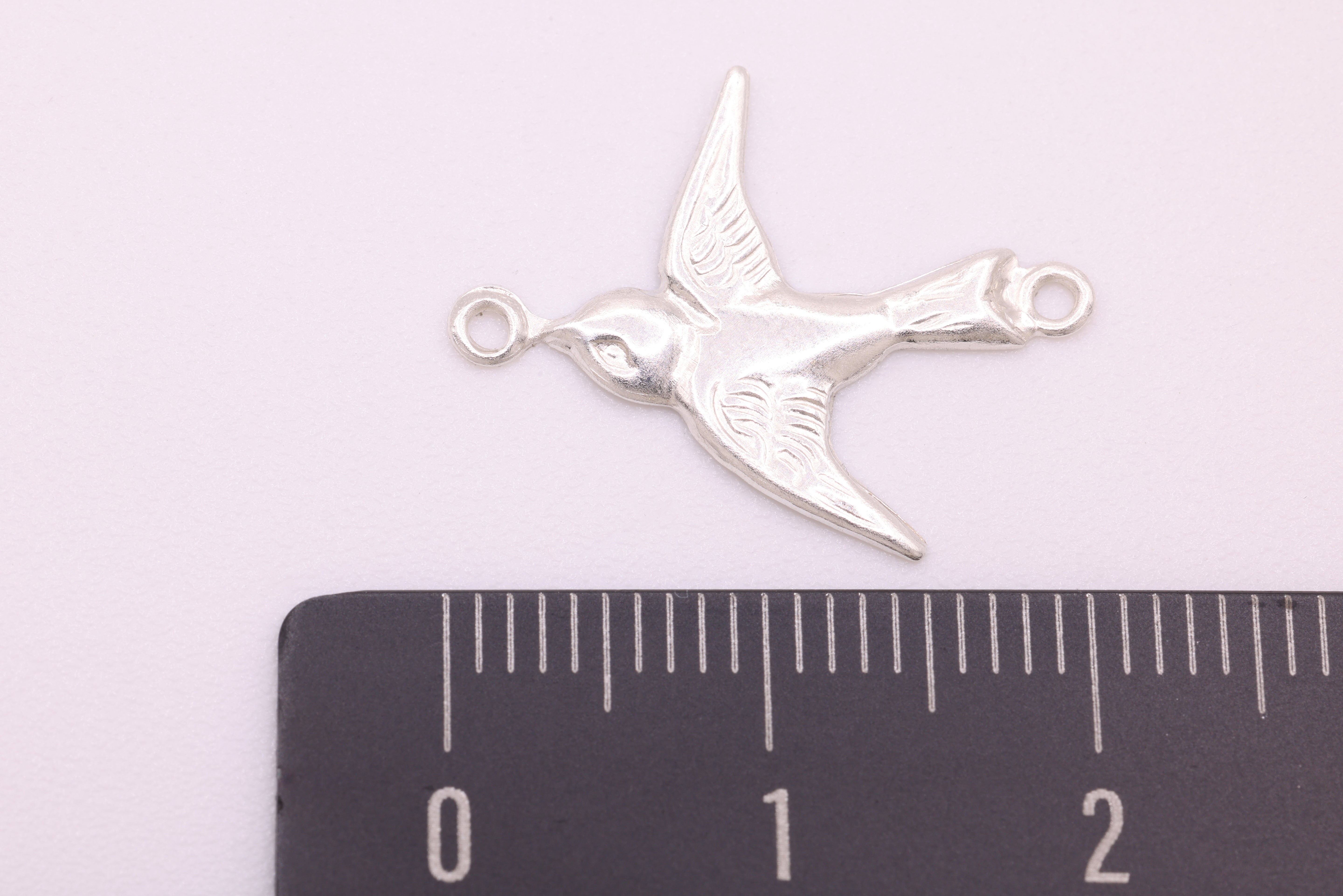 Sparrow Dove Bird Charm Connector, Sterling Silver, 20mm x 16mm, Bulk DIY Wholesale Jewelry Making Charm