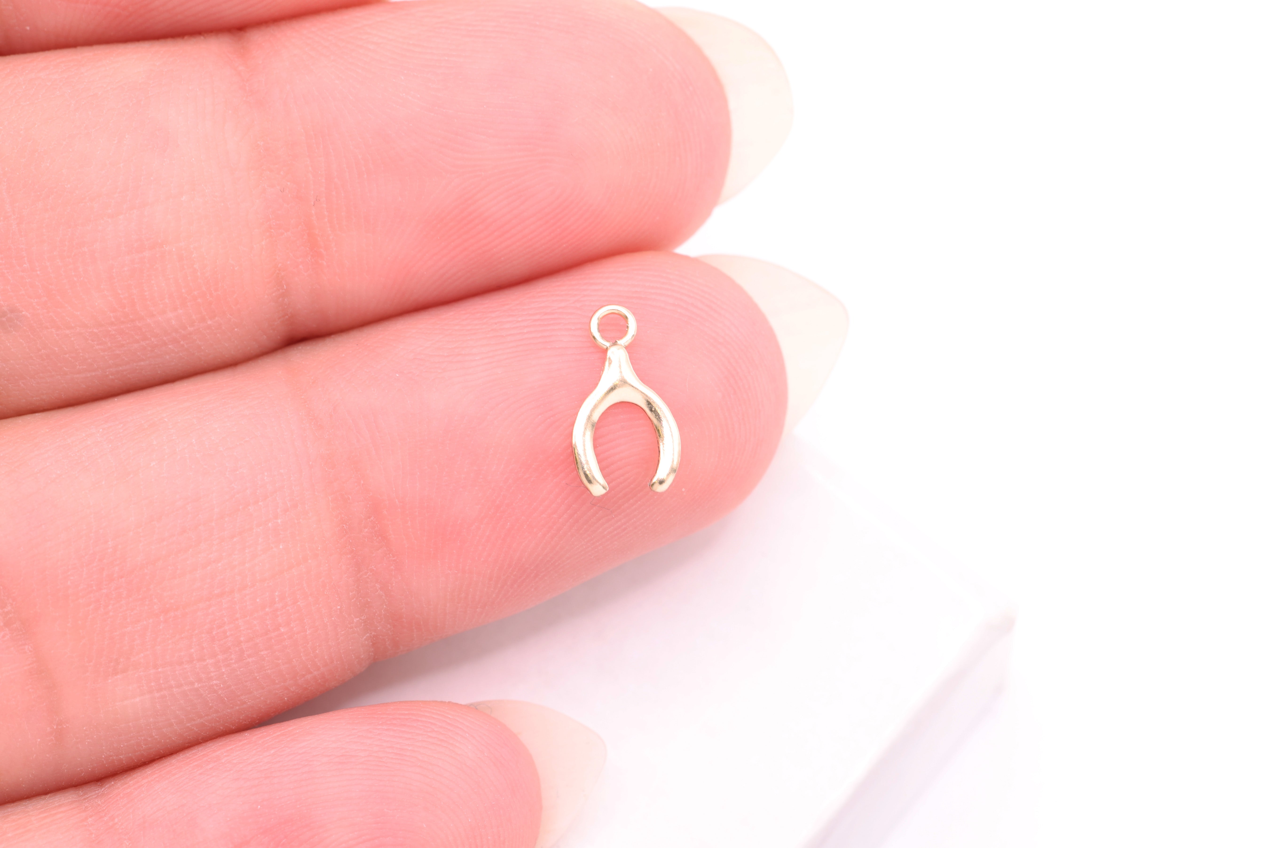 Small Wishbone Charm, 14/20 Gold-Filled, 10mm x 5mm, Lucky Charm, Bulk DIY Wholesale Jewelry Making Charm