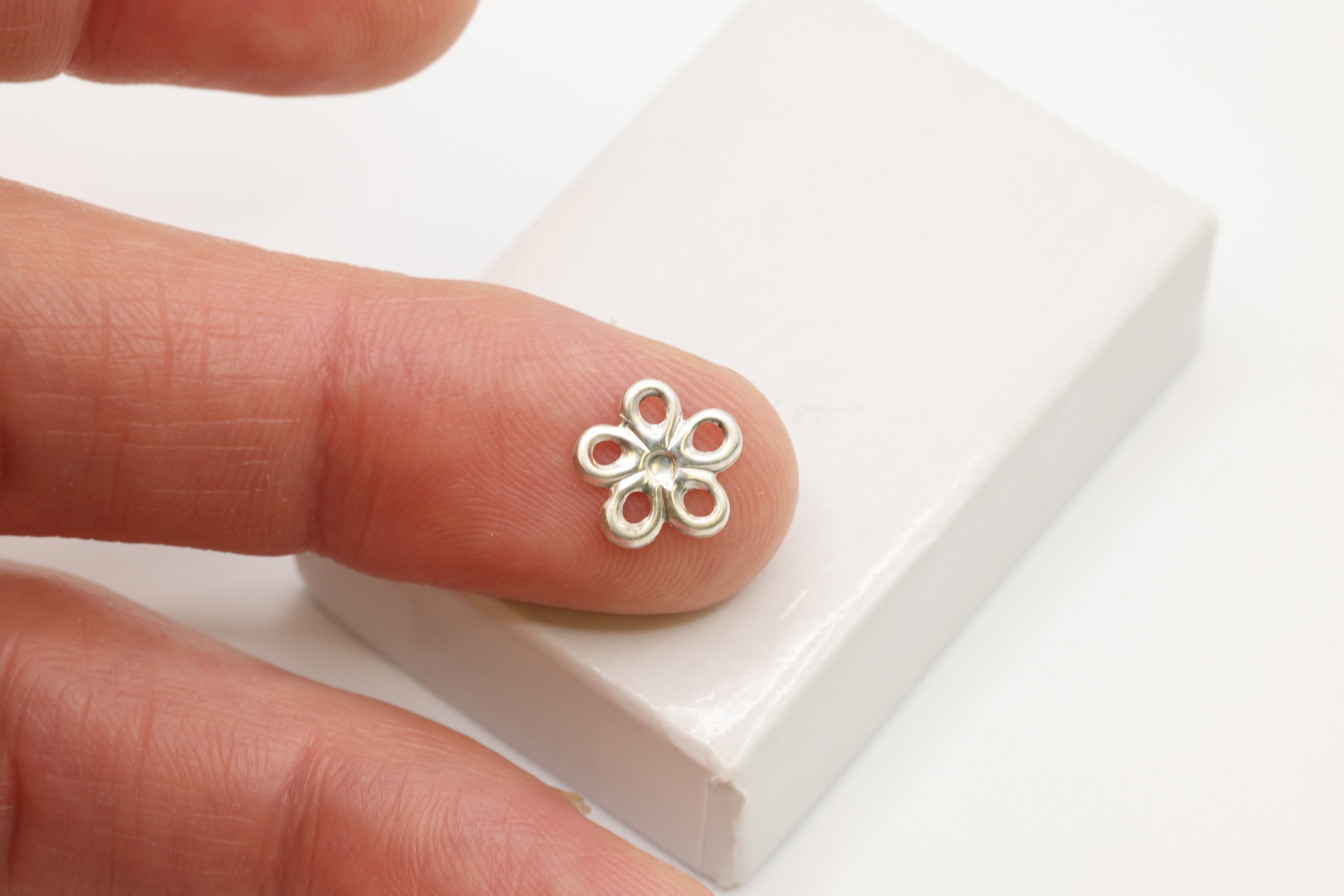 Flower Connector Charm, Wholesale, 925 Sterling Silver, 10mm x 10mm, Hawaiian Plumeria Daisy Flower Charm, Bulk DIY Wholesale Jewelry Making Charm