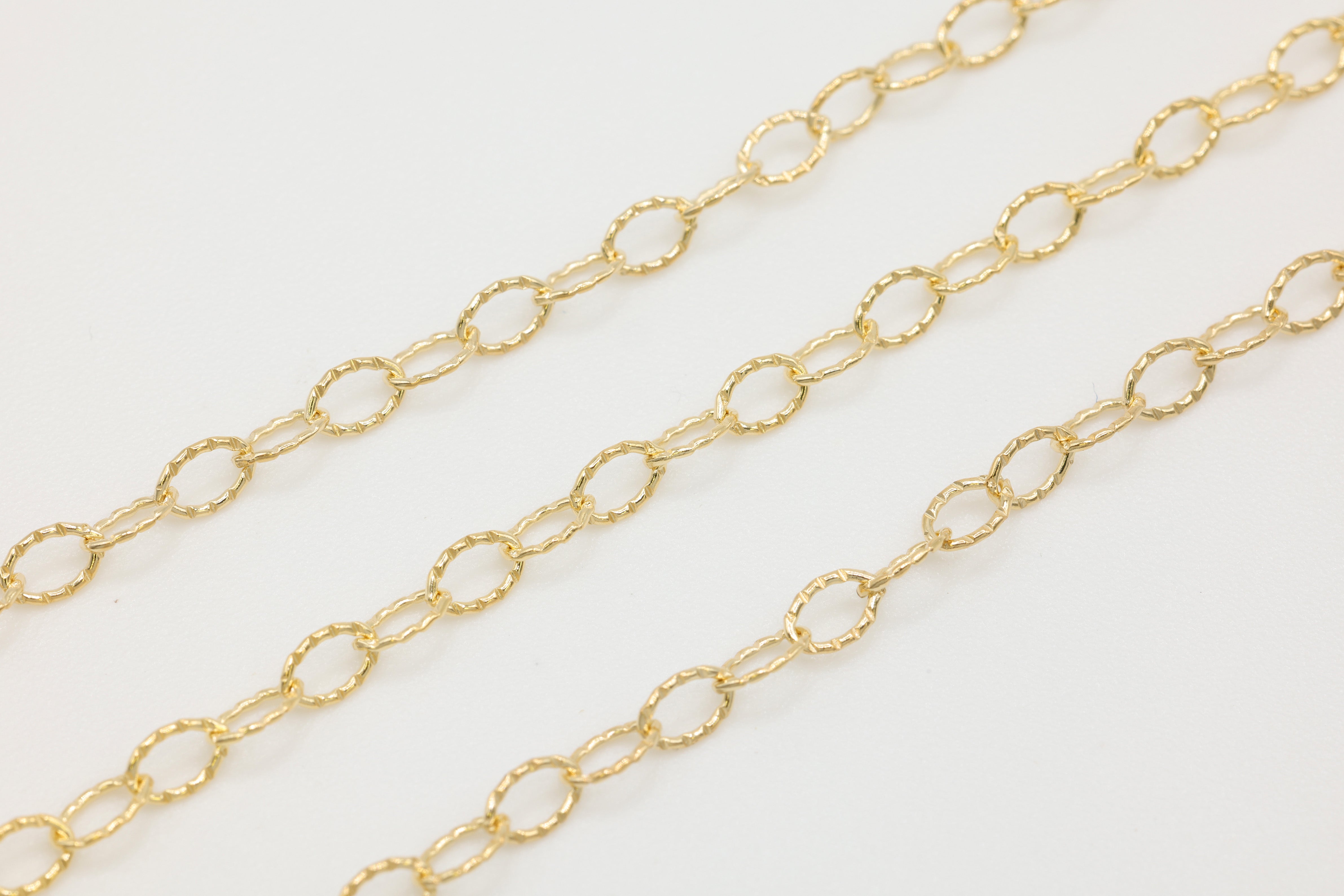 2.8mm x 4mm Knurled Cable Chain, 14/20 Gold-Filled, Wholesale, Pay Per Foot, Jewelry Making Chain