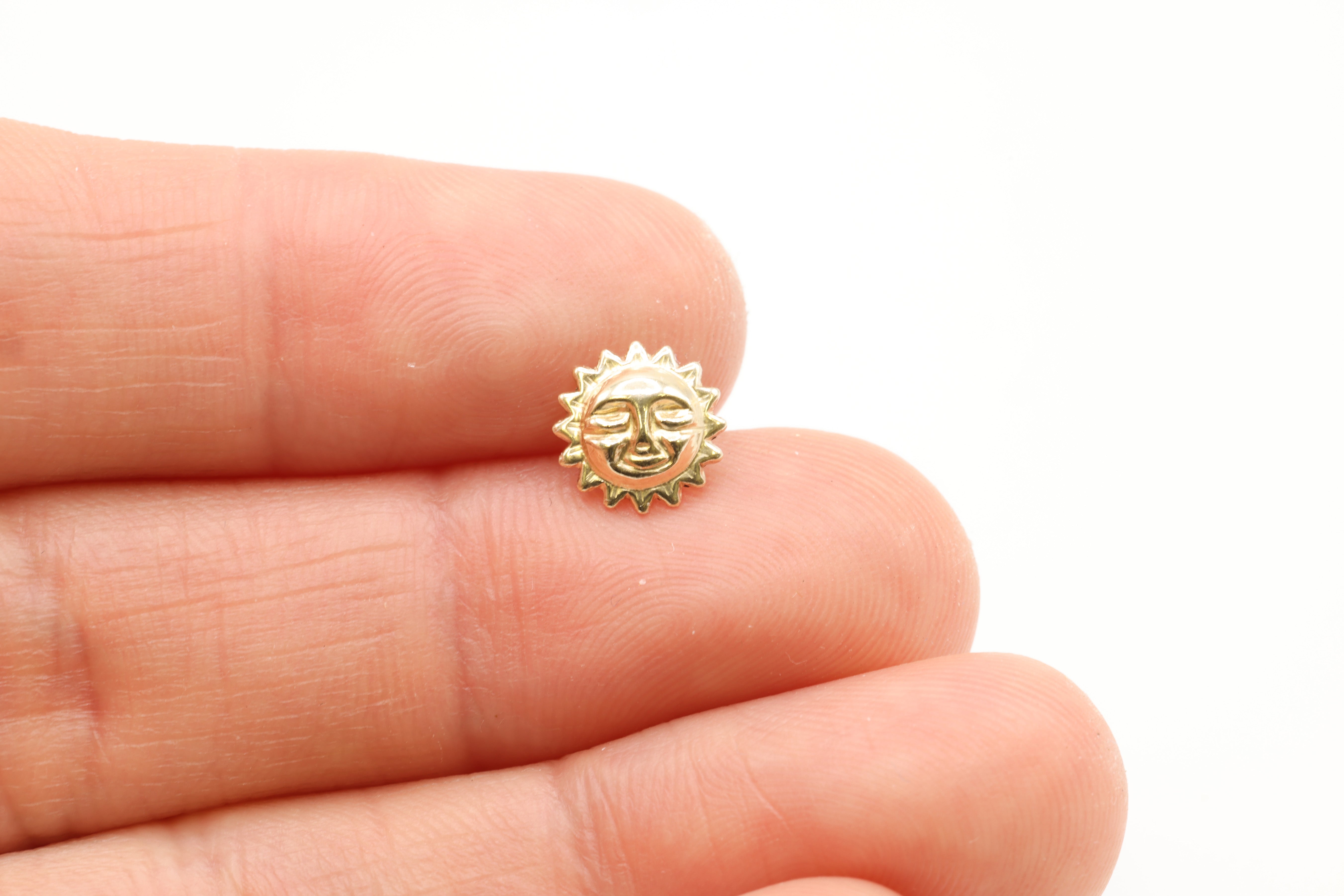 Sun Face Stud Earring, 14/20 Gold-Filled, 9mm x 9mm, Wholesale, Jewelry Earrings