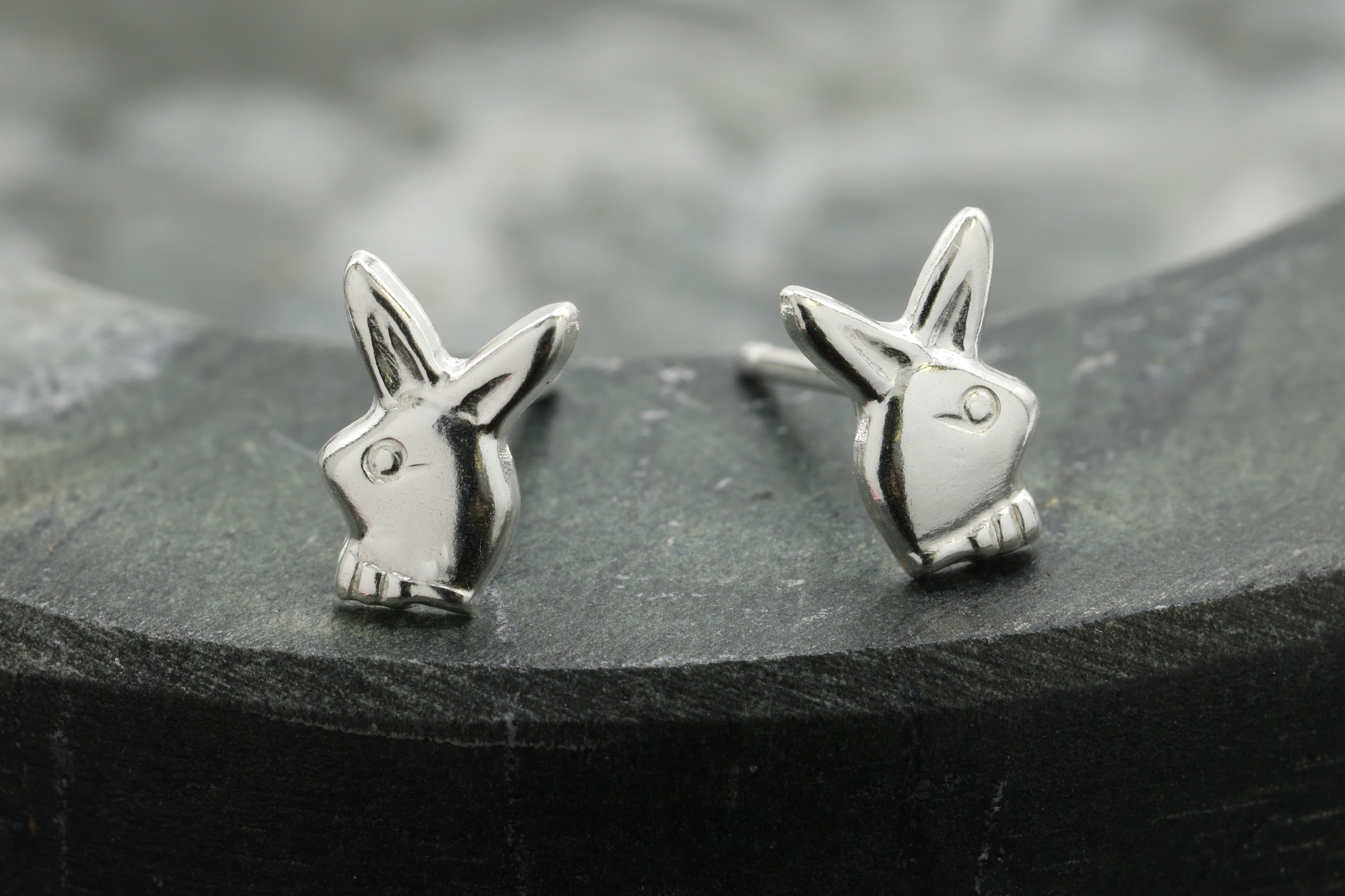 Rabbit Stud Earring, 925 Sterling Silver, 8mm x 5mm, Wholesale, Bunny Dainty Minimalist Jewelry Earrings