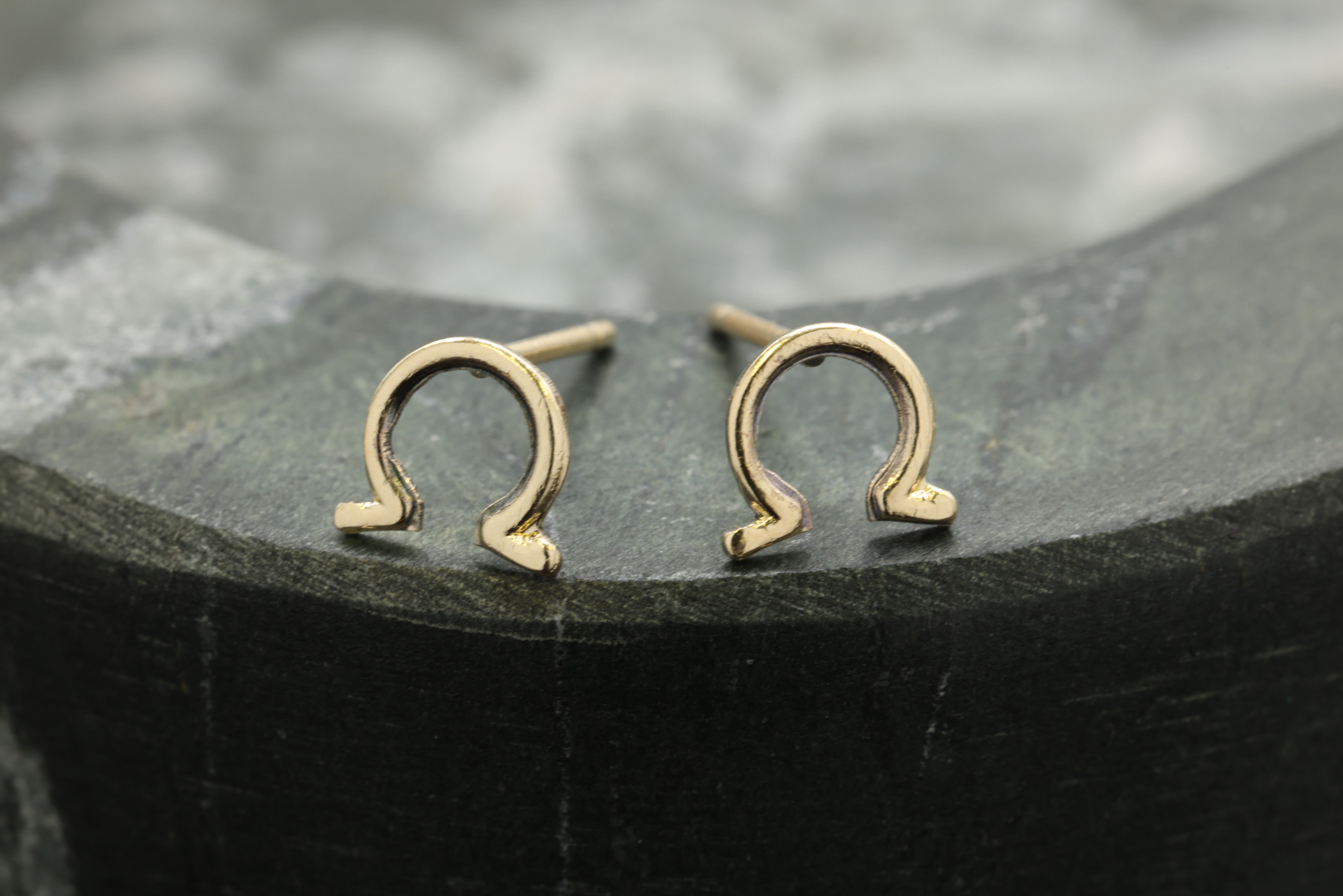 Omega Symbol Stud Earring, 14/20 Gold-Filled, 6mm x 6mm, Wholesale, Greek Letter Dainty Minimalist Jewelry Earrings