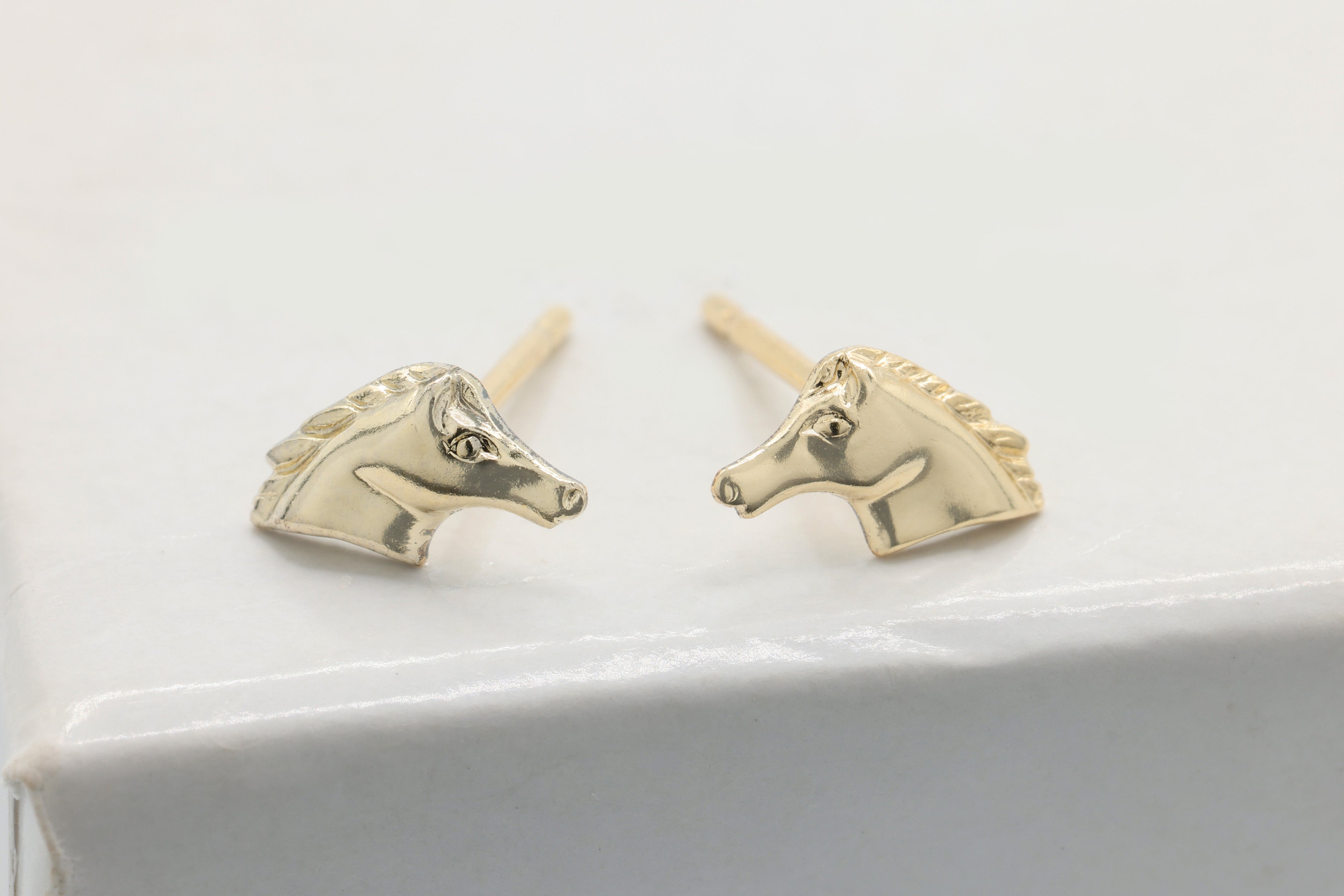 Horse Stud Earring, 14/20 Gold-Filled, 8mm x 4mm, Wholesale, Equestrian Stallion Cowboy Dainty Minimalist Jewelry Earrings