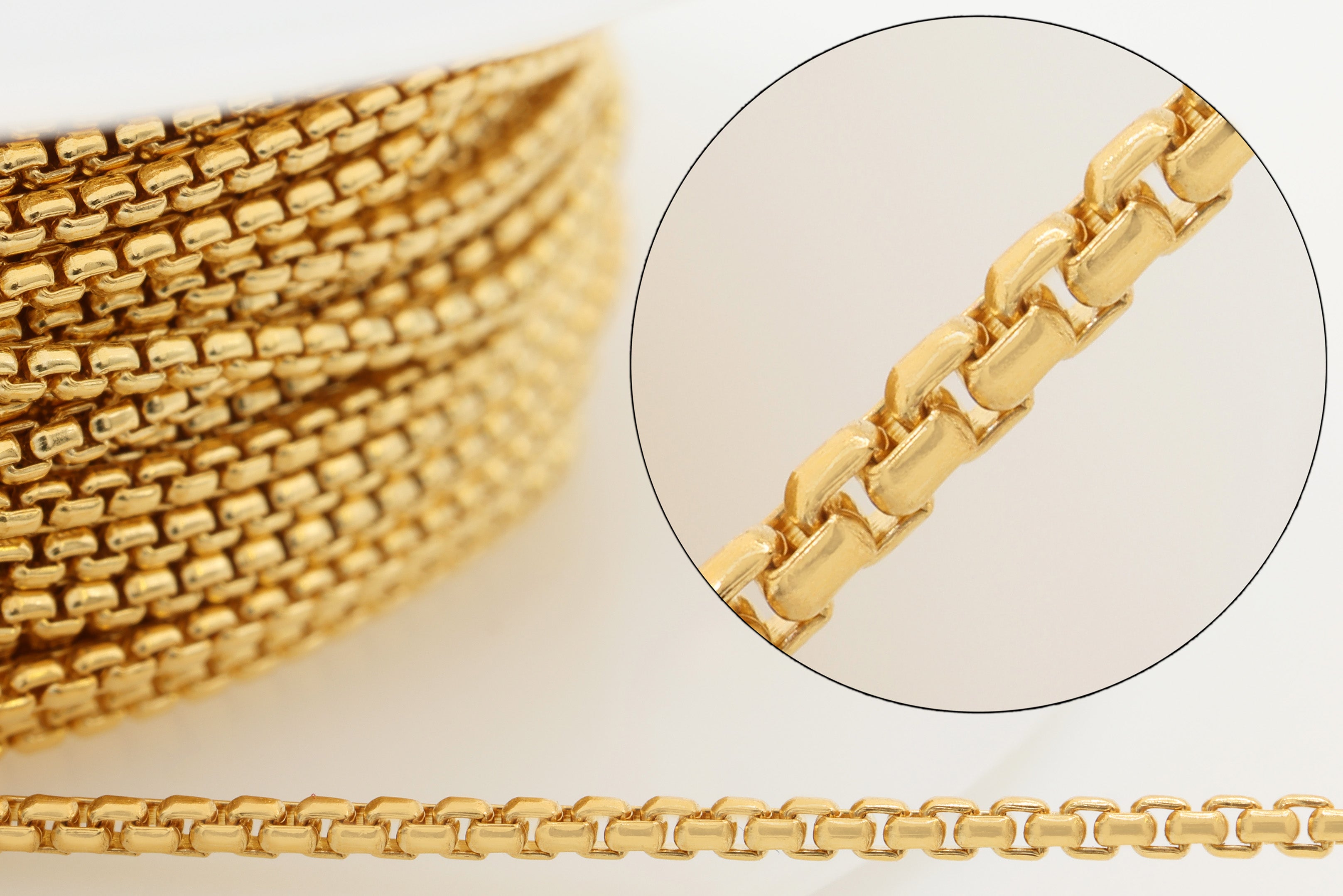 1mm Venetian Box Chain, 14/20 Gold-Filled, Wholesale, Pay Per Foot, Jewelry Making Chain