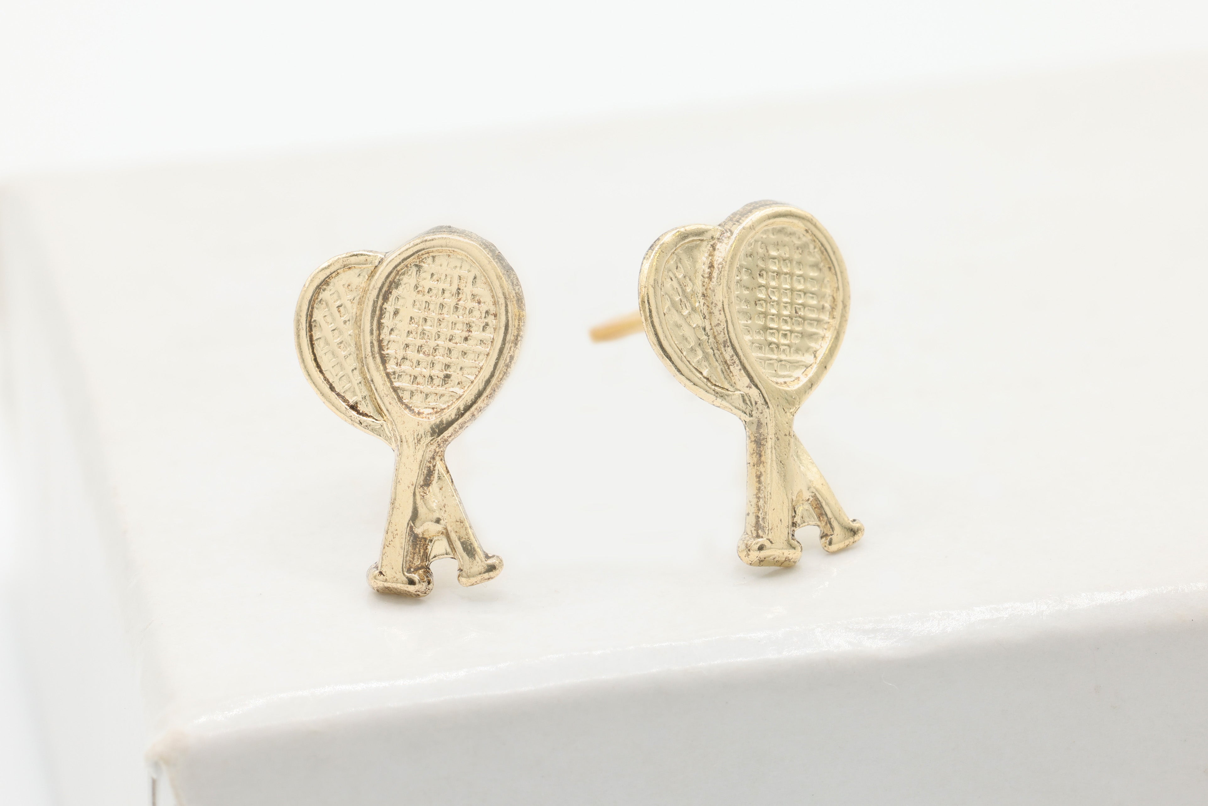 Tennis Racket Stud Earring, 14/20 Gold-Filled, 8mm x 5mm, Wholesale, Dainty Minimalist Jewelry Earrings
