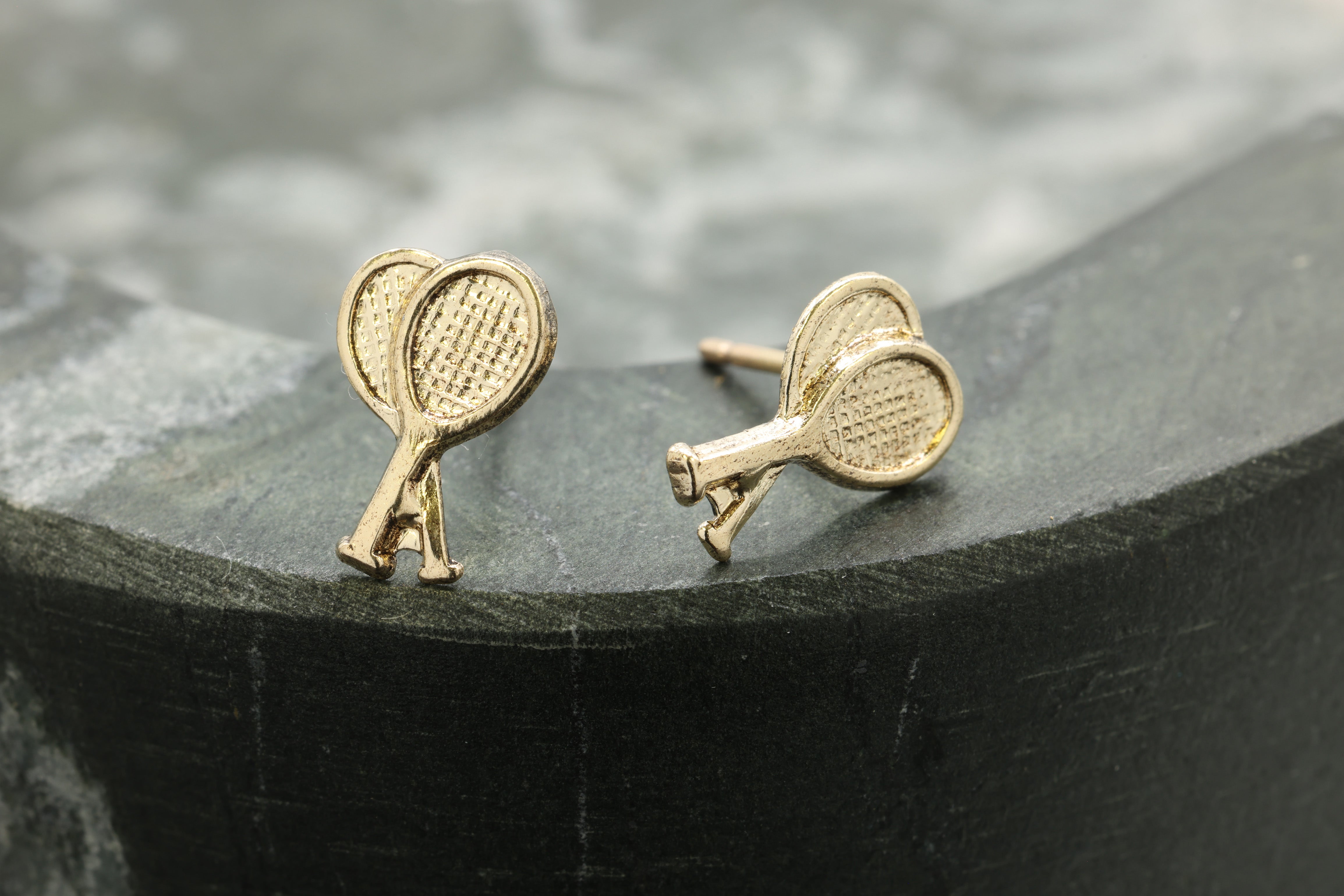 Tennis Racket Stud Earring, 14/20 Gold-Filled, 8mm x 5mm, Wholesale, Dainty Minimalist Jewelry Earrings