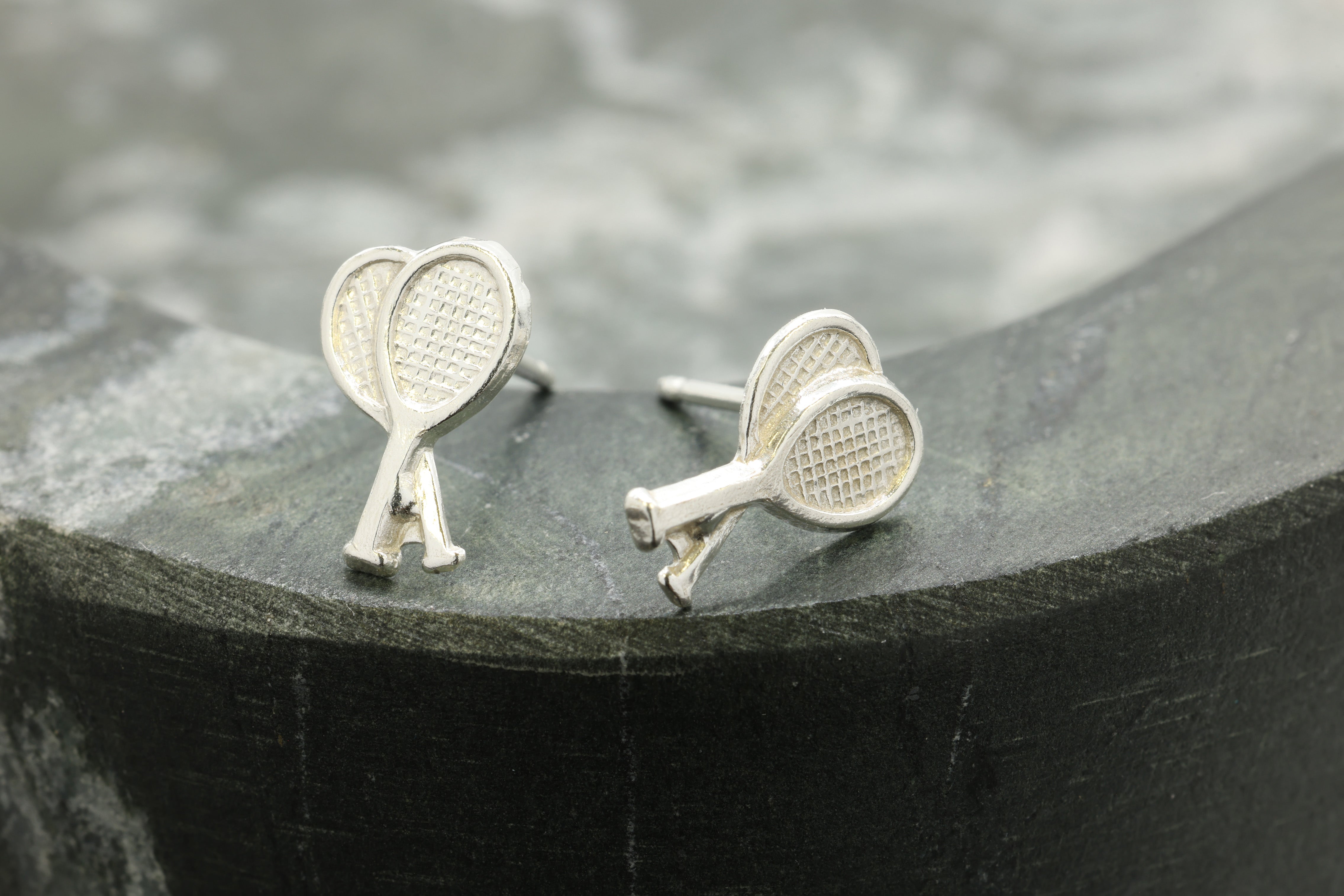 Tennis Racket Stud Earring, 925 Sterling Silver, 8mm x 5mm, Wholesale, Dainty Minimalist Jewelry Earrings