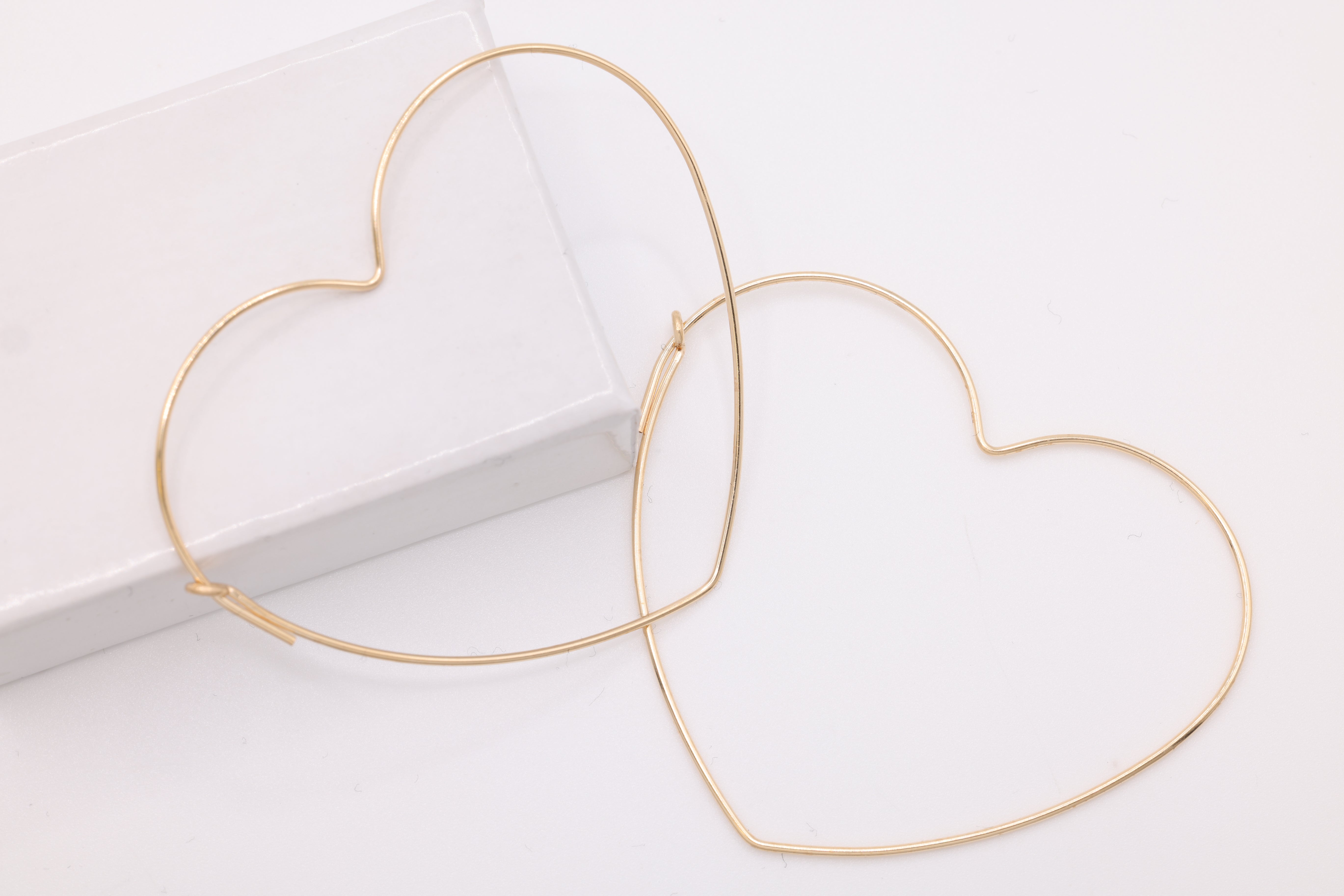 Heart Wire Hoop Earrings, 14/20 Gold-Filled or 925 Sterling Silver, Open Heart Wire Love Heart Shaped Ear Wires