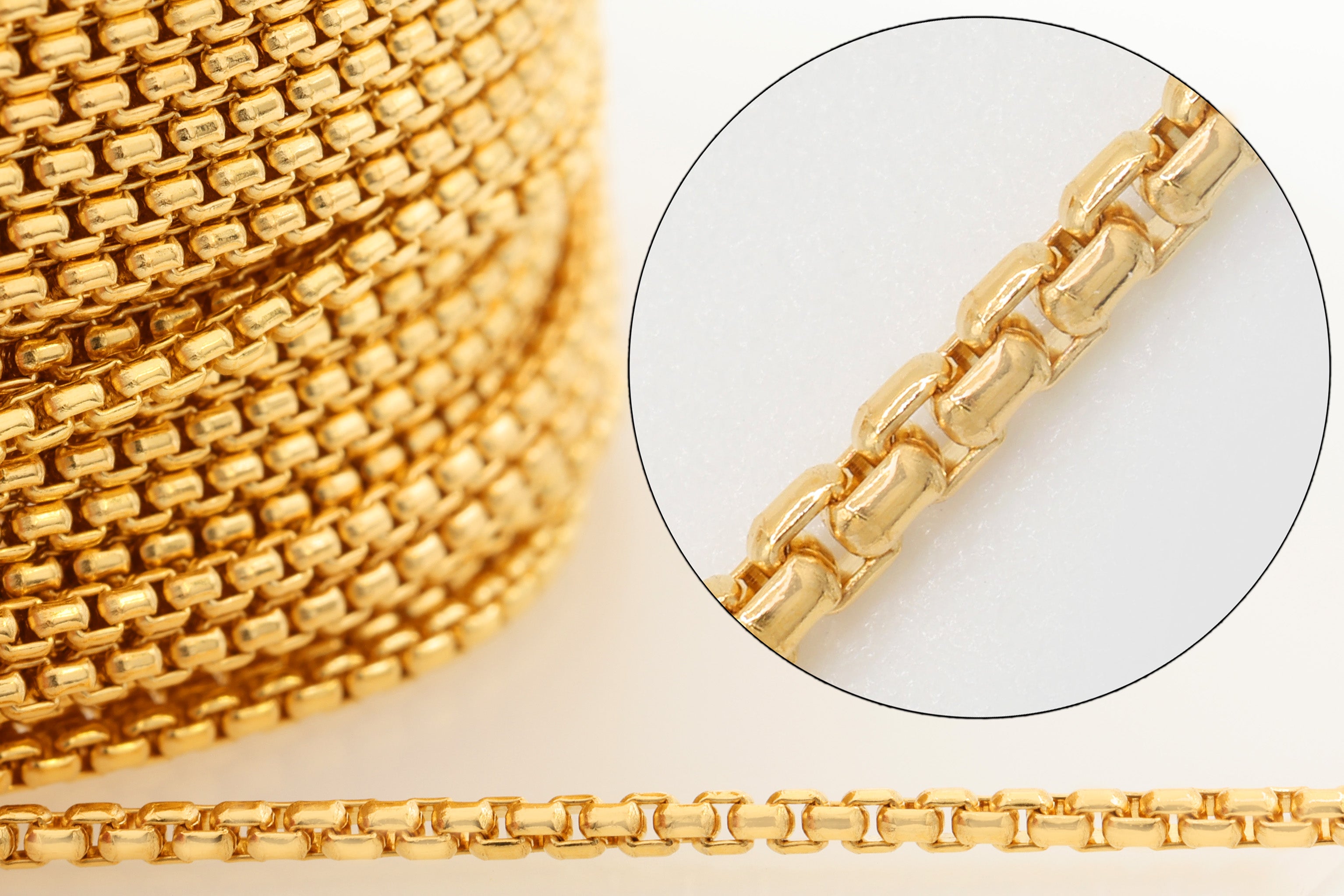 1.5mm Round Venetian Box Chain, 14/20 Gold-Filled, Wholesale, Pay Per Foot, Jewelry Making Chain