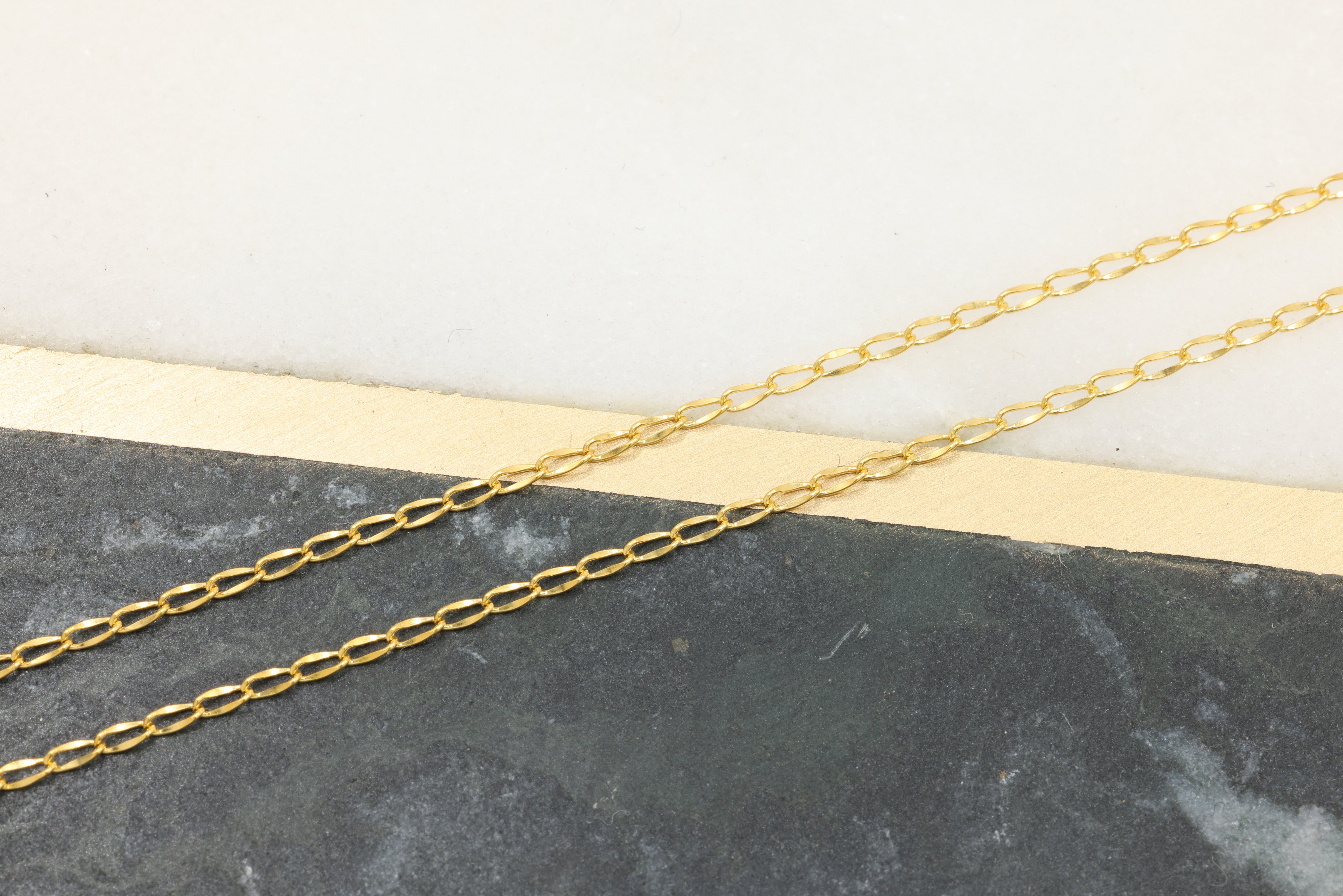 1mm x 2mm Flat Curb Chain, 14/20 Gold-Filled, Wholesale, Pay Per Foot, Jewelry Making Chain