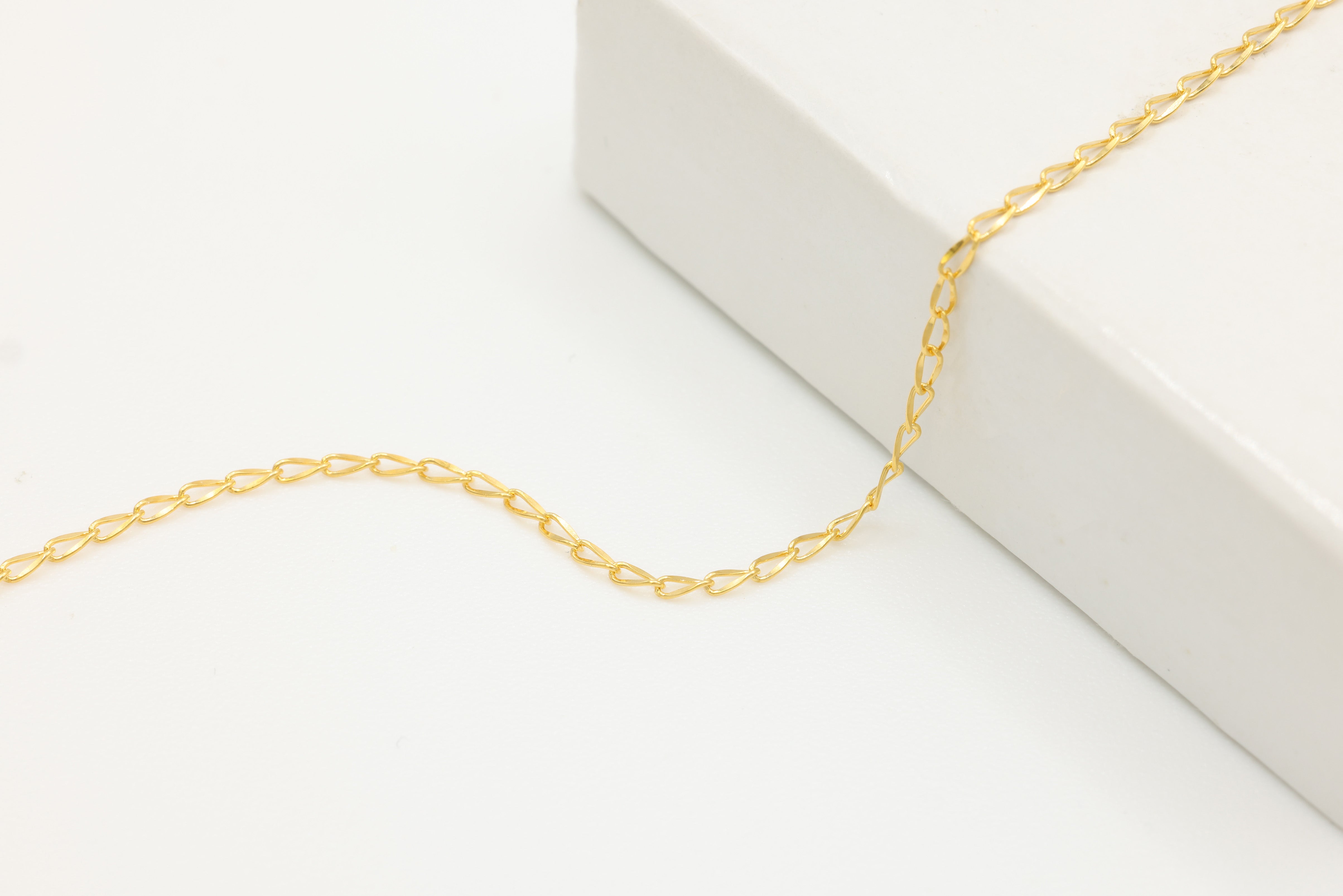 1mm x 2mm Flat Curb Chain, 14/20 Gold-Filled, Wholesale, Pay Per Foot, Jewelry Making Chain