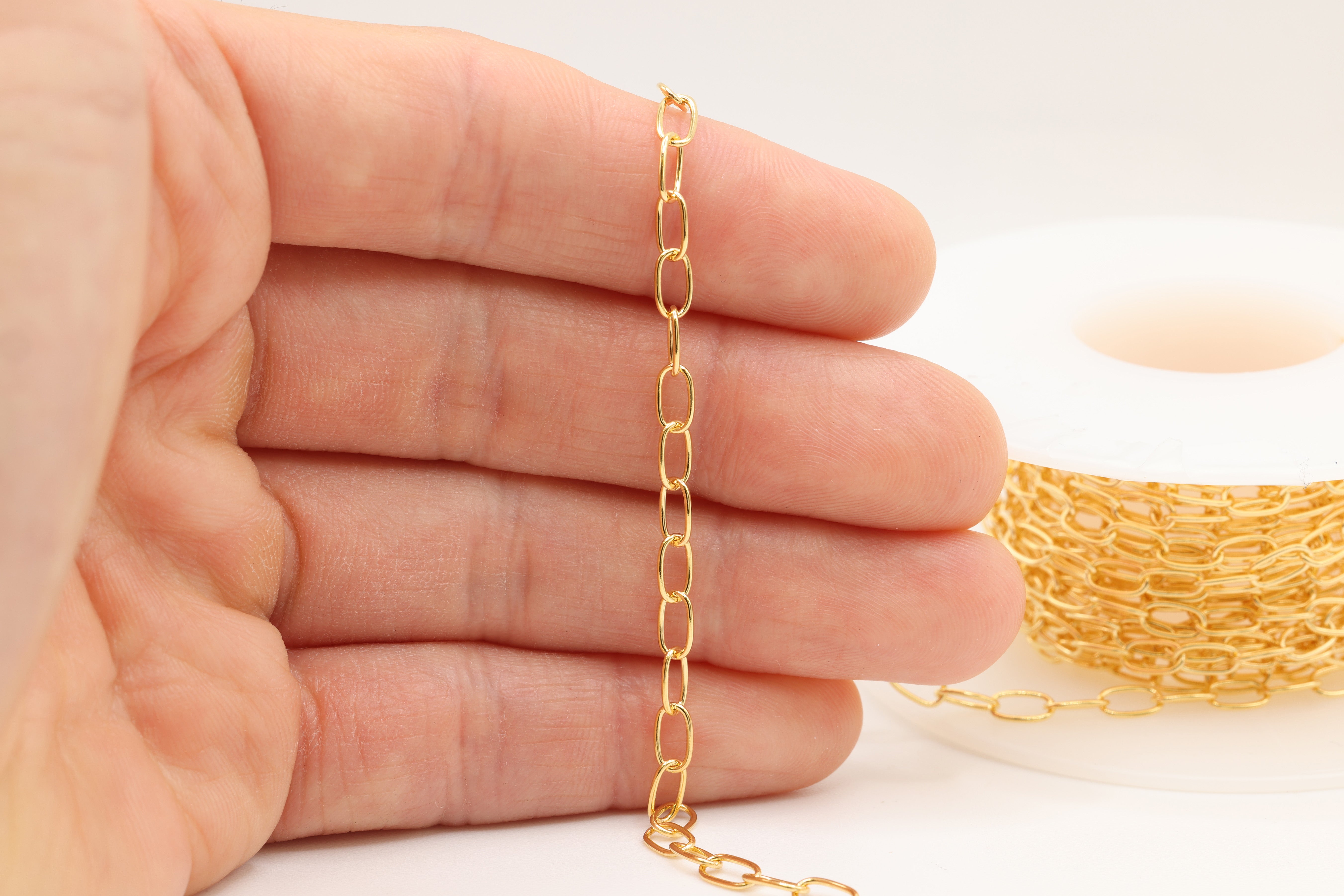 3.5mm x 6mm Oval Cable Chain, 14/20 Gold-Filled, Wholesale, Pay Per Foot, Jewelry Making Chain