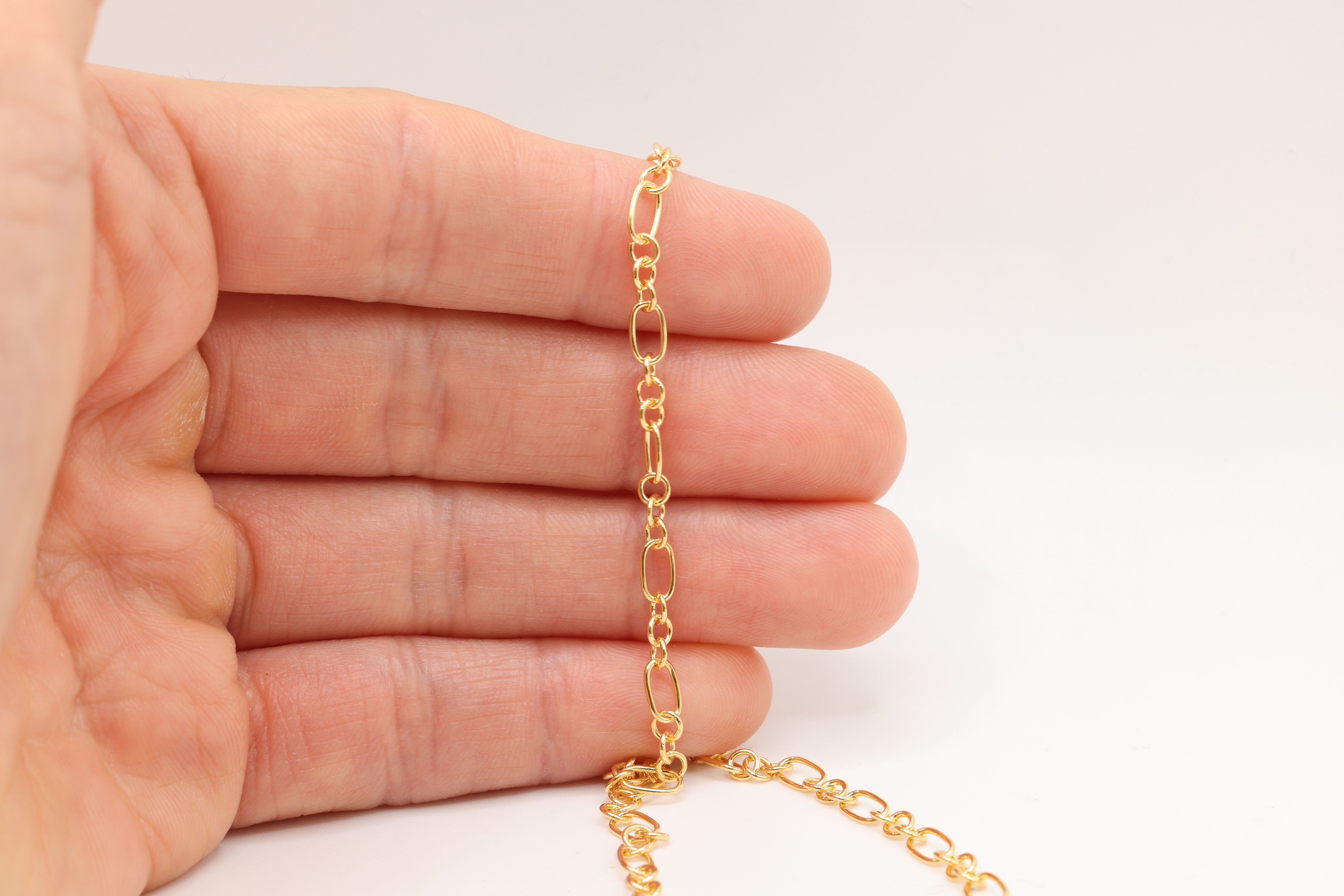 3.5mm x 6mm 3 Long & 1 Short Chain, 14/20 Gold-Filled, Wholesale, Pay Per Foot, Jewelry Making Chain