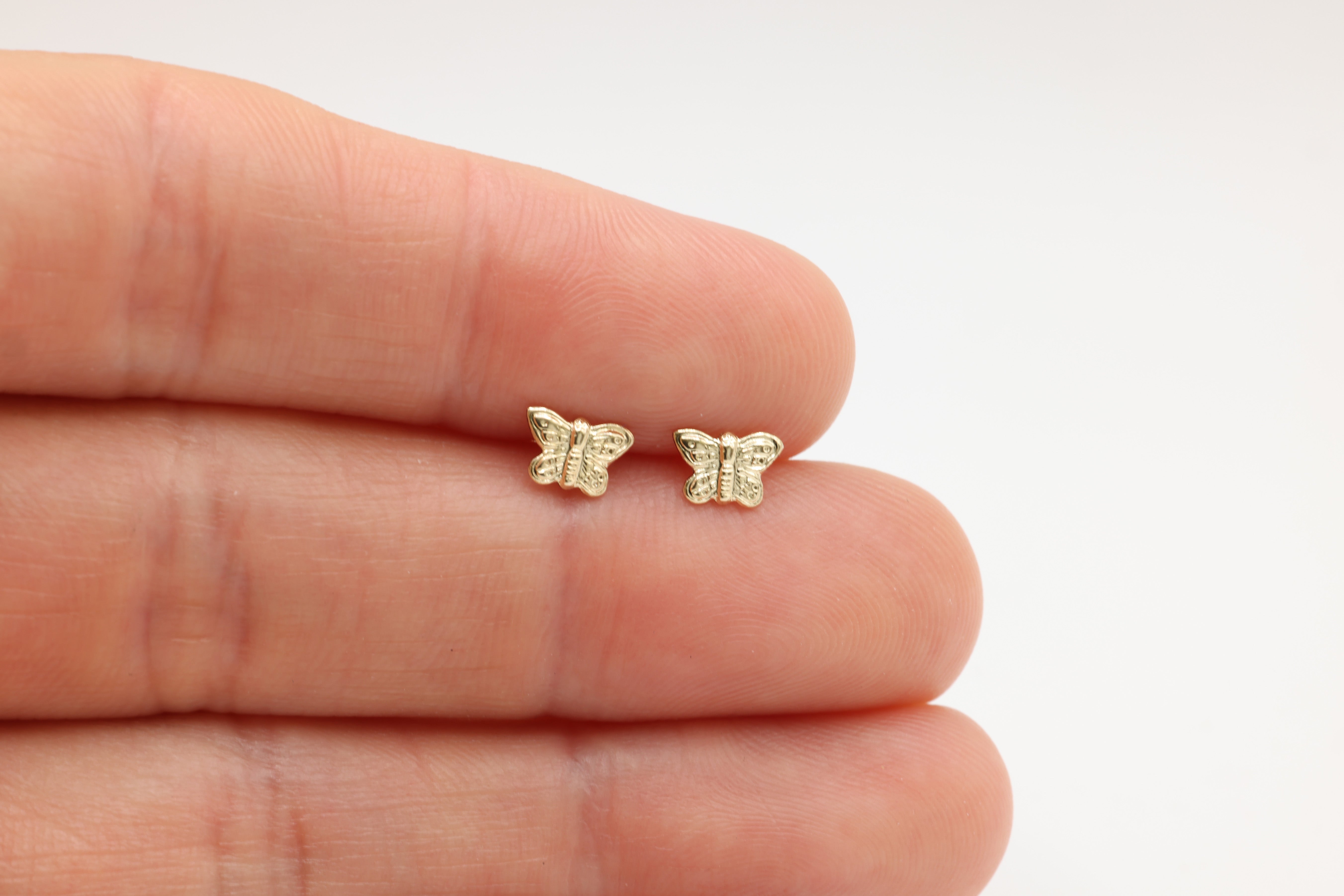 Butterfly Stud Earring, 14/20 Gold-Filled, 7mm x 4mm, Wholesale, Insect Dainty Minimalist Jewelry Earrings