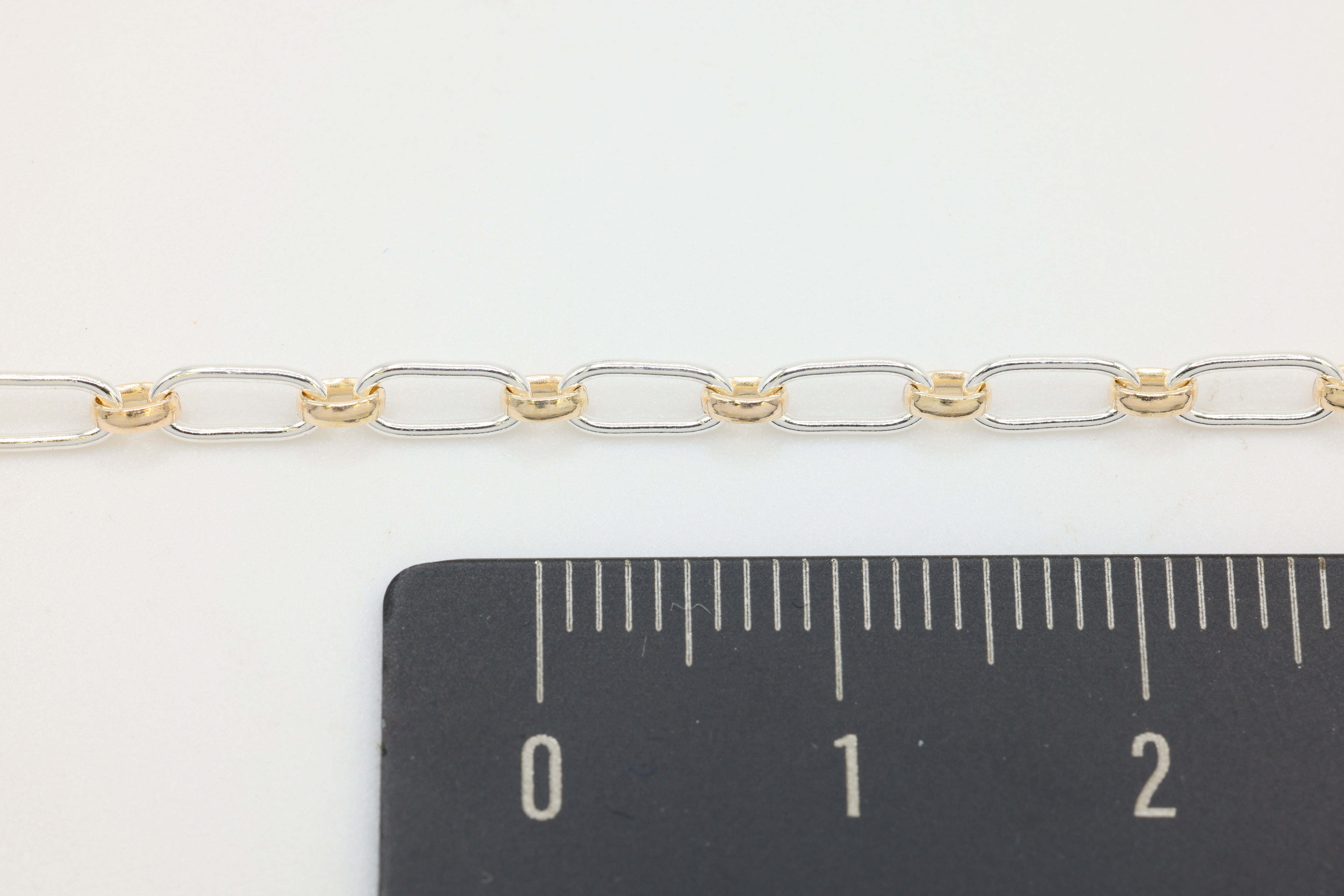 2.5mm x 6mm Long & Short Two Tone Chain, 14/20 Gold-Filled and 925 Sterling Silver, Wholesale, Pay Per Foot, 1 & 1 Link Jewelry Making Chain