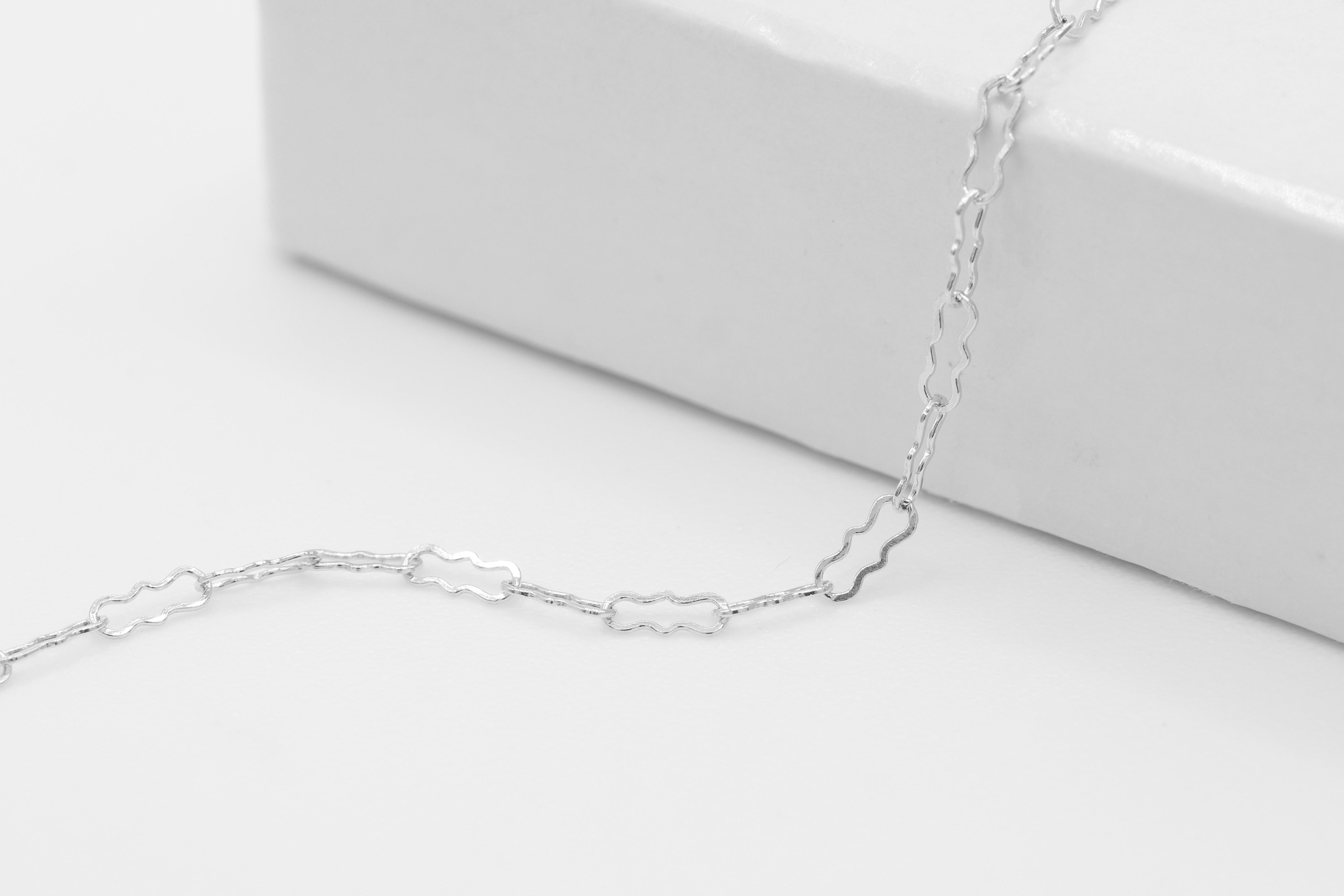 1.5mm x 4mm Flat Krinkle Chain, 925 Sterling Silver, Wholesale, Pay Per Foot, Jewelry Making Chain