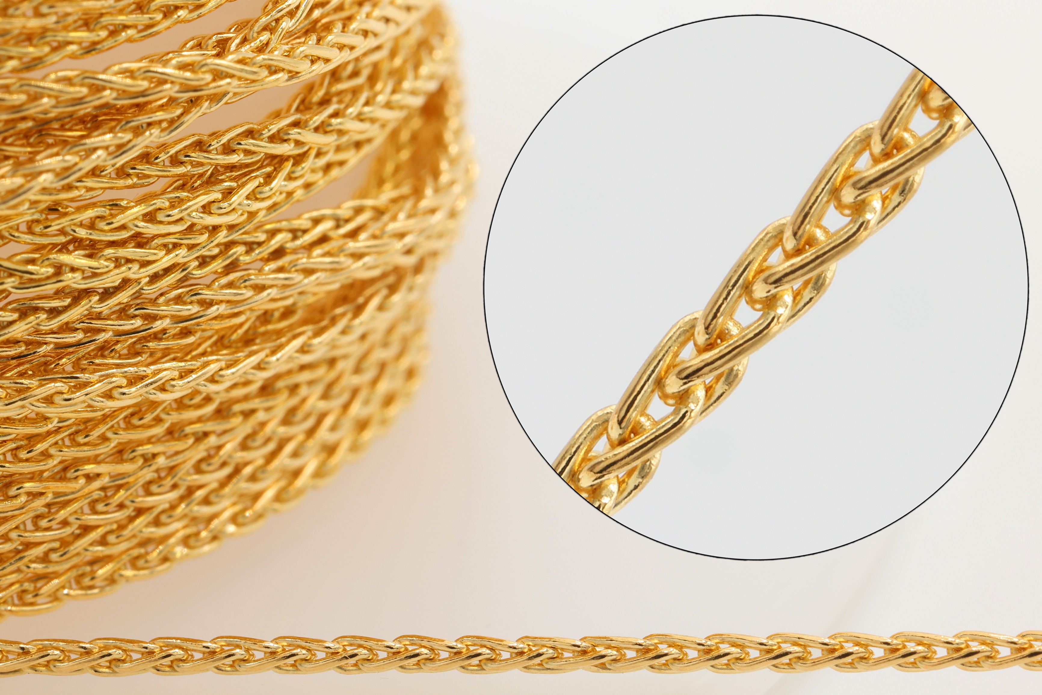 1mm Wheat Chain, 14/20 Gold-Filled, Wholesale, Pay Per Foot, Jewelry Making Chain