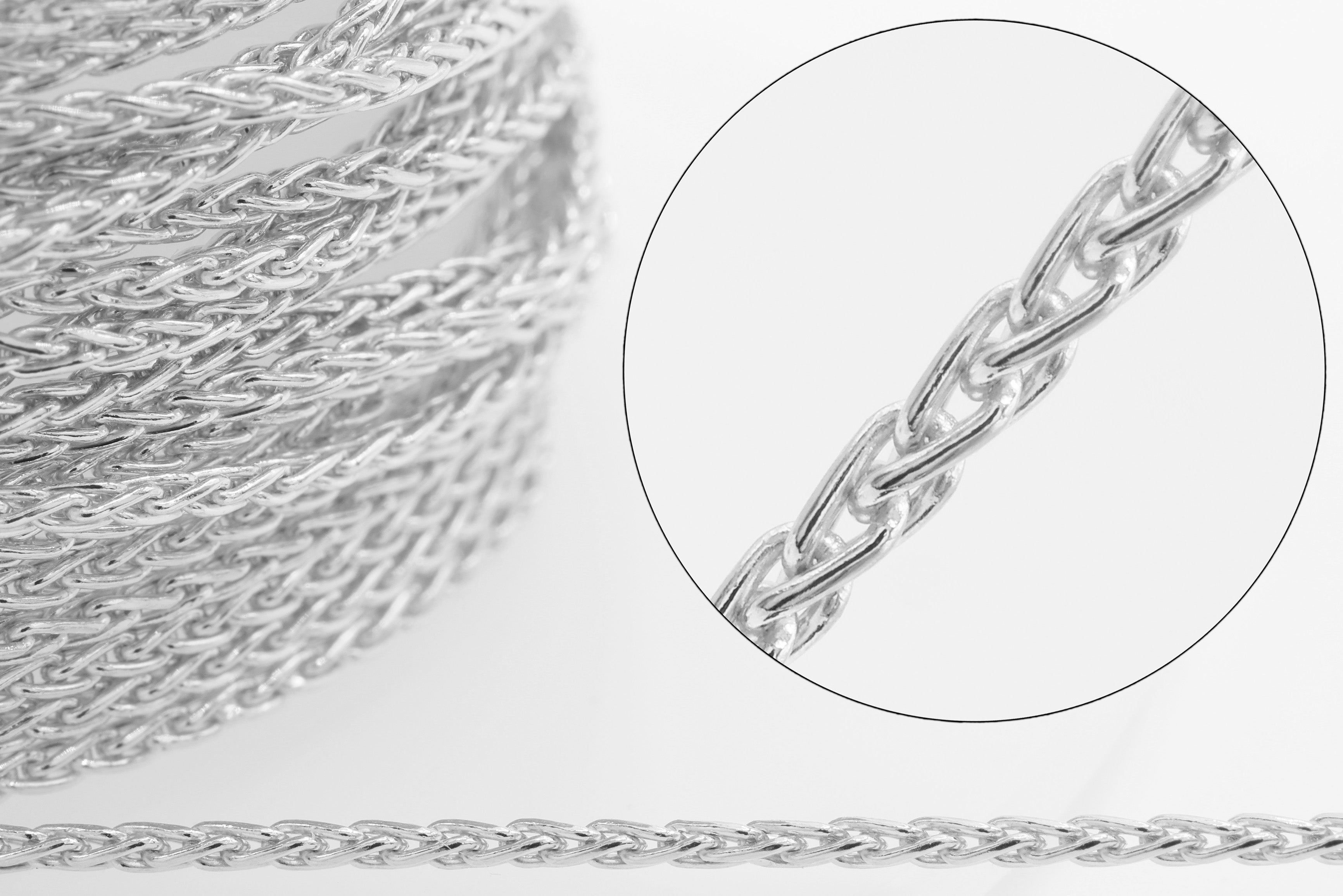 1mm Wheat Chain, 925 Sterling Silver, Wholesale, Pay Per Foot, Jewelry Making Chain