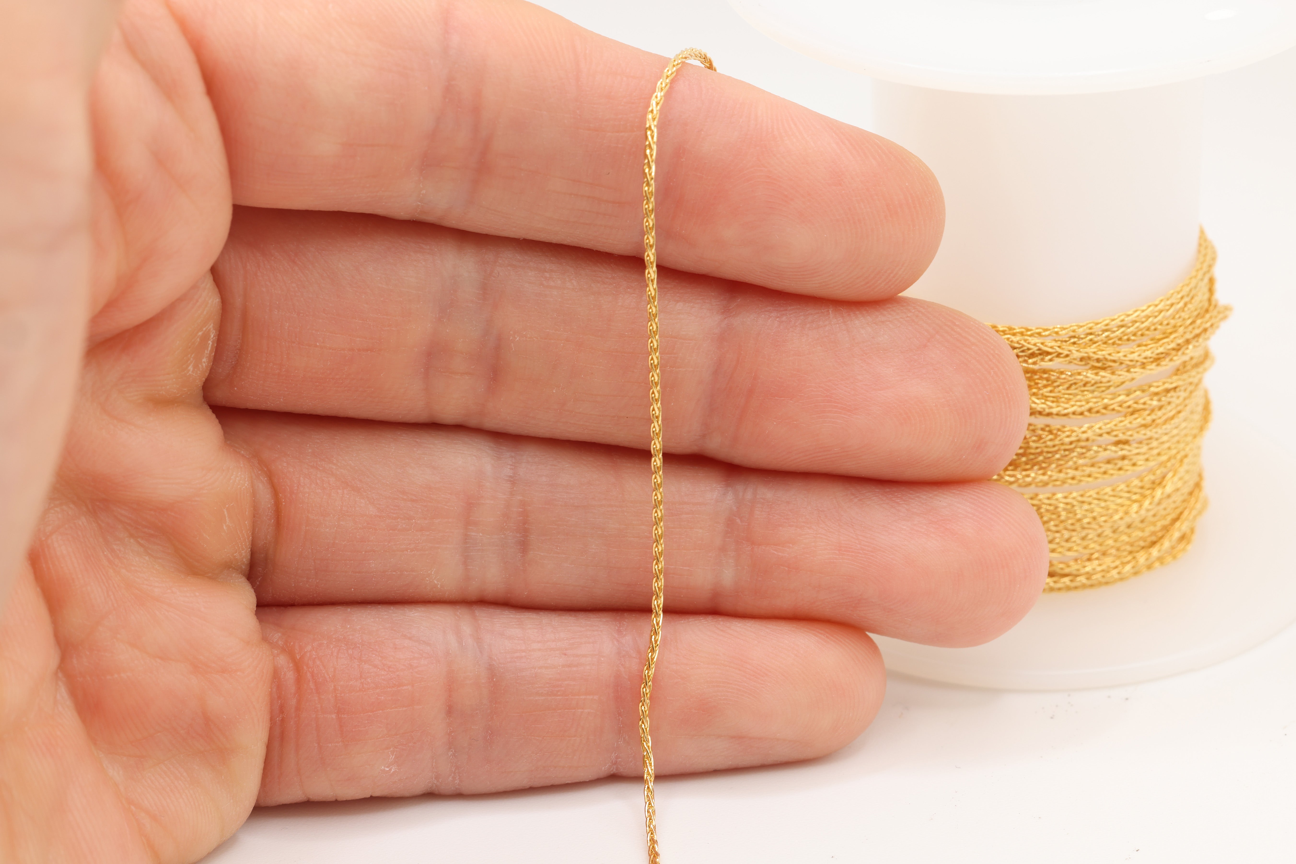1mm Wheat Chain, 14/20 Gold-Filled, Wholesale, Pay Per Foot, Jewelry Making Chain