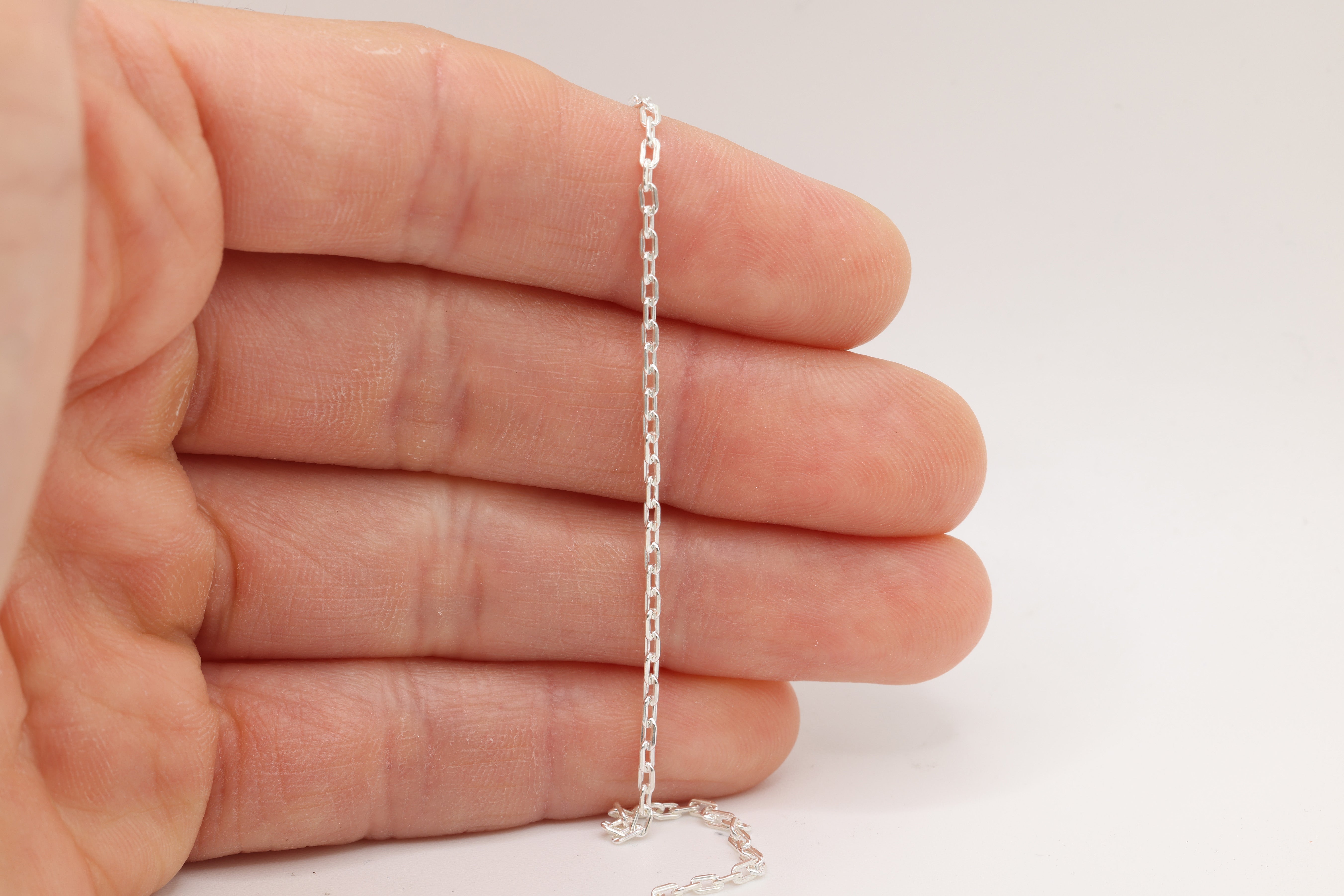 1.8mm Flat Oval Textured Cable Chain, 925 Sterling Silver, Wholesale, Pay Per Foot, Jewelry Making Chain