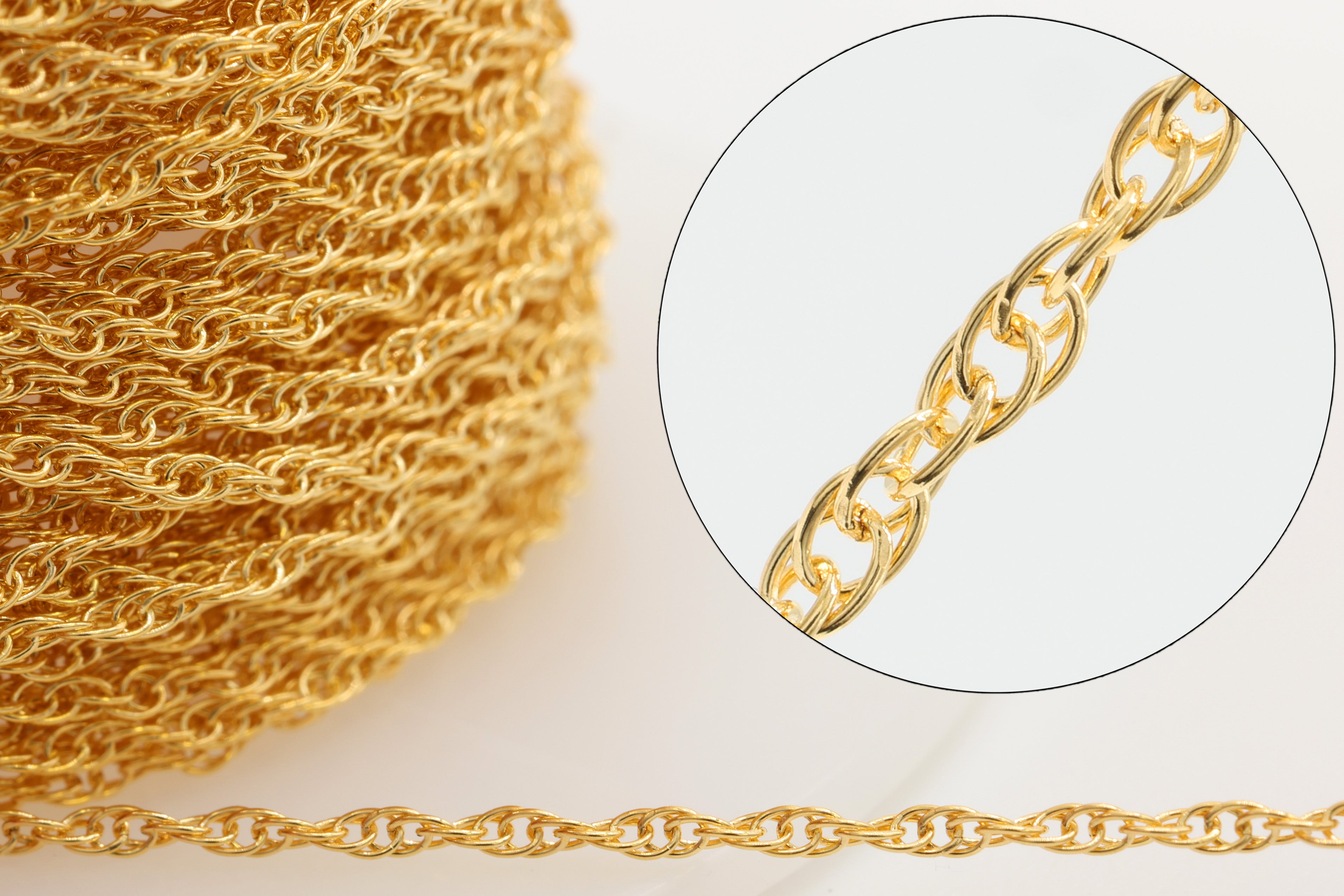 1.2mm Rope Chain, 14/20 Gold-Filled, Wholesale, Pay Per Foot, Bulk Uncut Spools For Jewelers