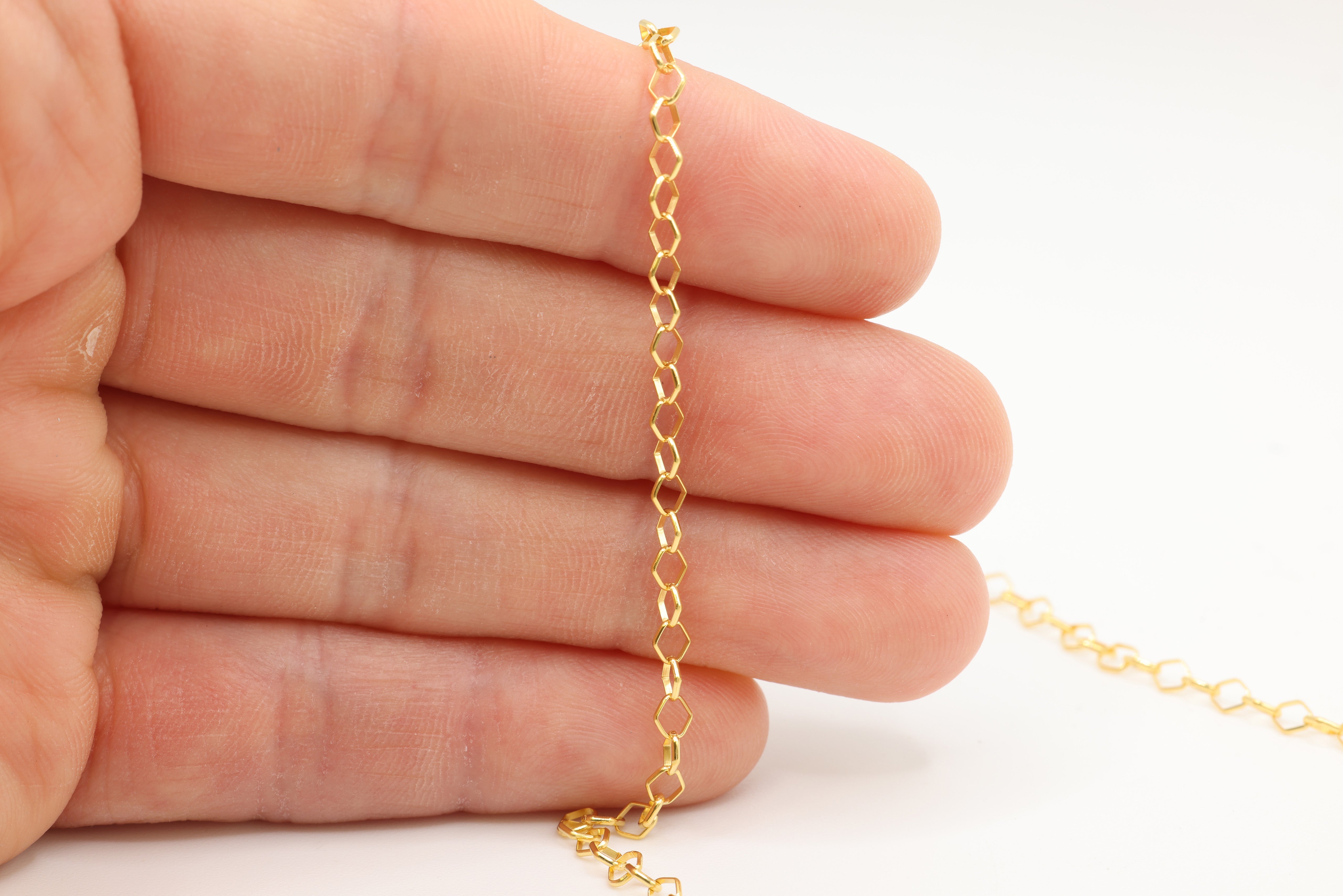 3mm Marquise Diamond Cable Chain, 925 Sterling Silver, Wholesale, Pay Per Foot, Jewelry Making Chain