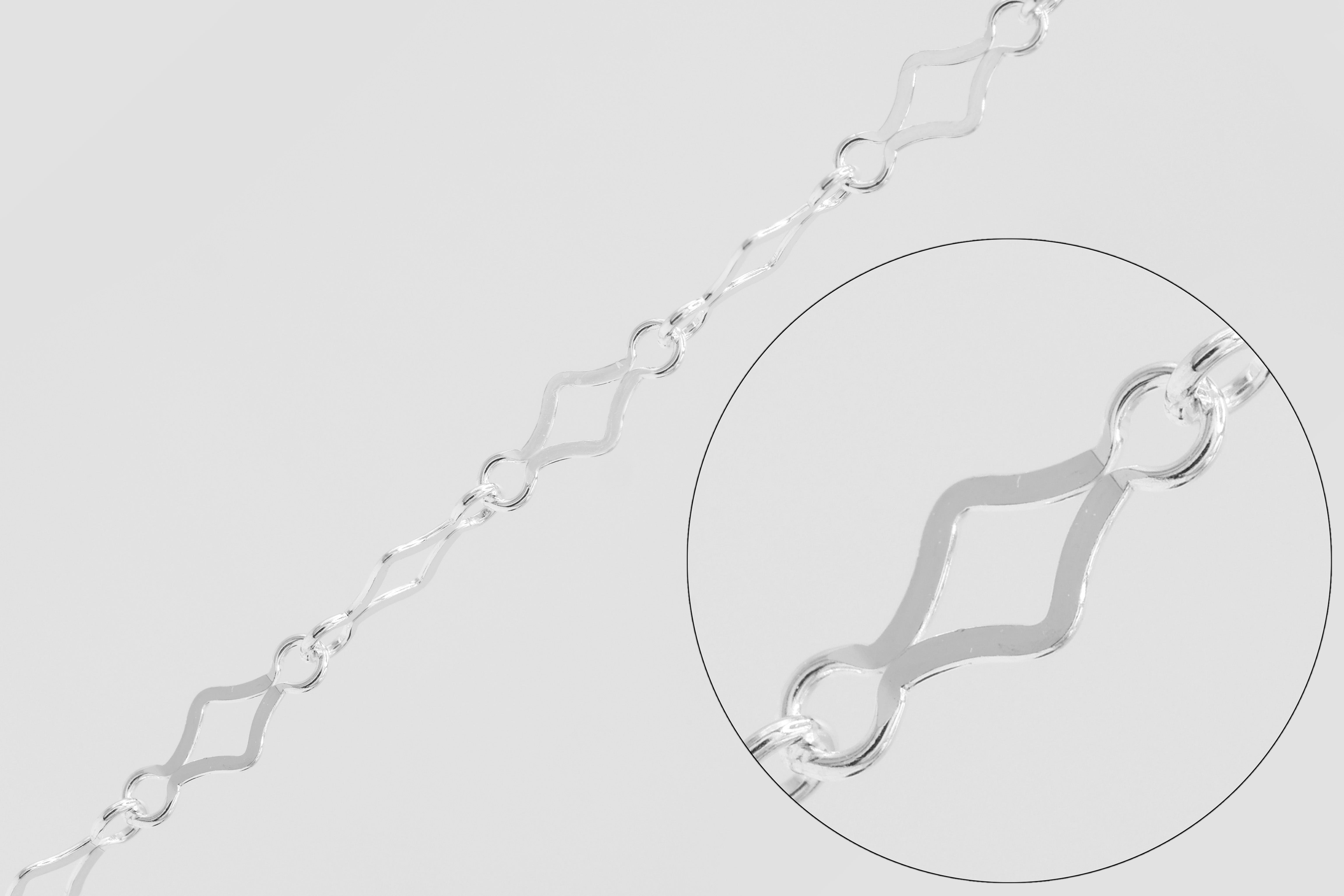 2.7mm x 7mm Marquise Diamond Fancy Chain, 925 Sterling Silver, Wholesale, Pay Per Foot, Jewelry Making Chain