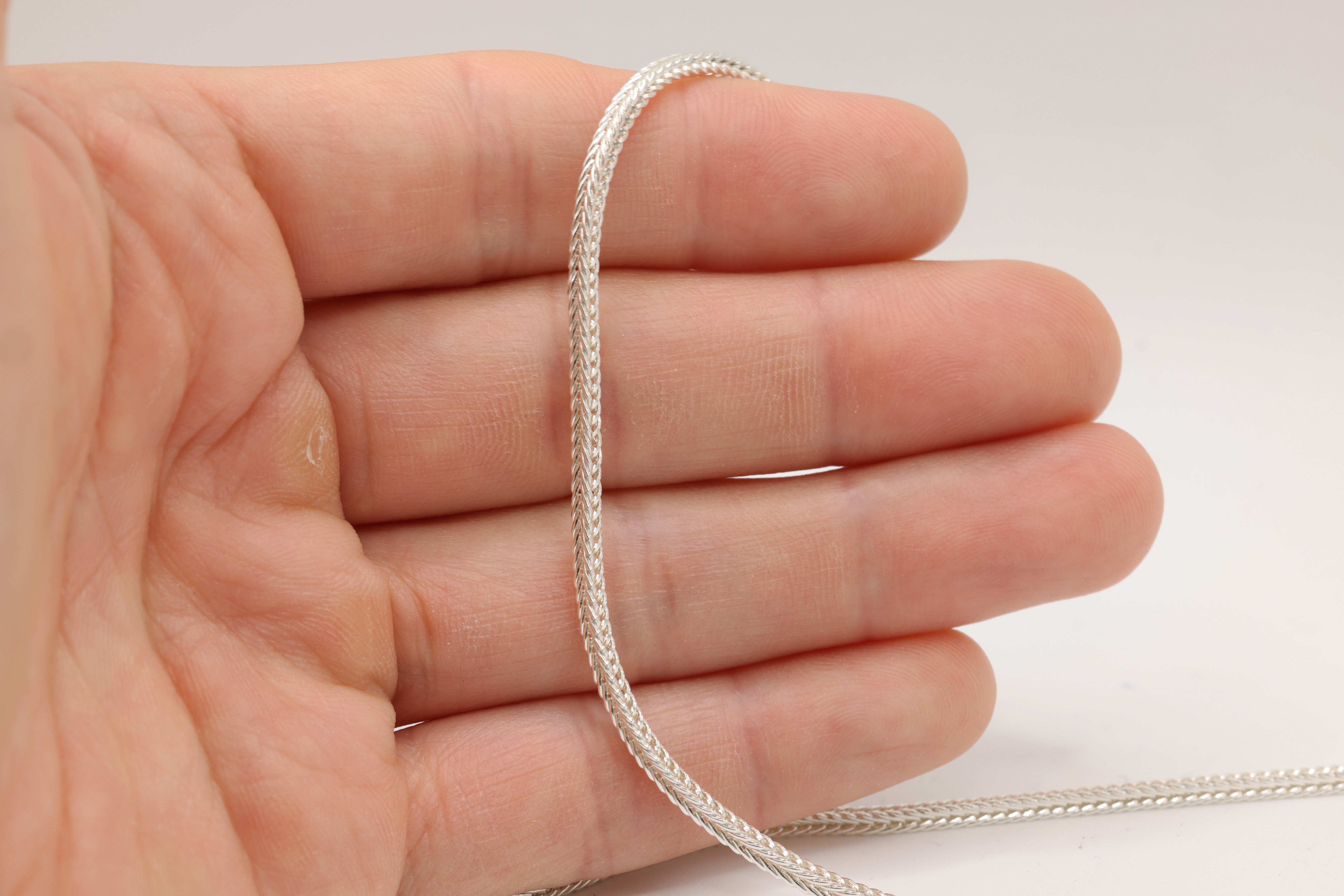 2.2mm Foxtail Fancy Chain, 925 Sterling Silver, Wholesale, Pay Per Foot, Jewelry Making Chain
