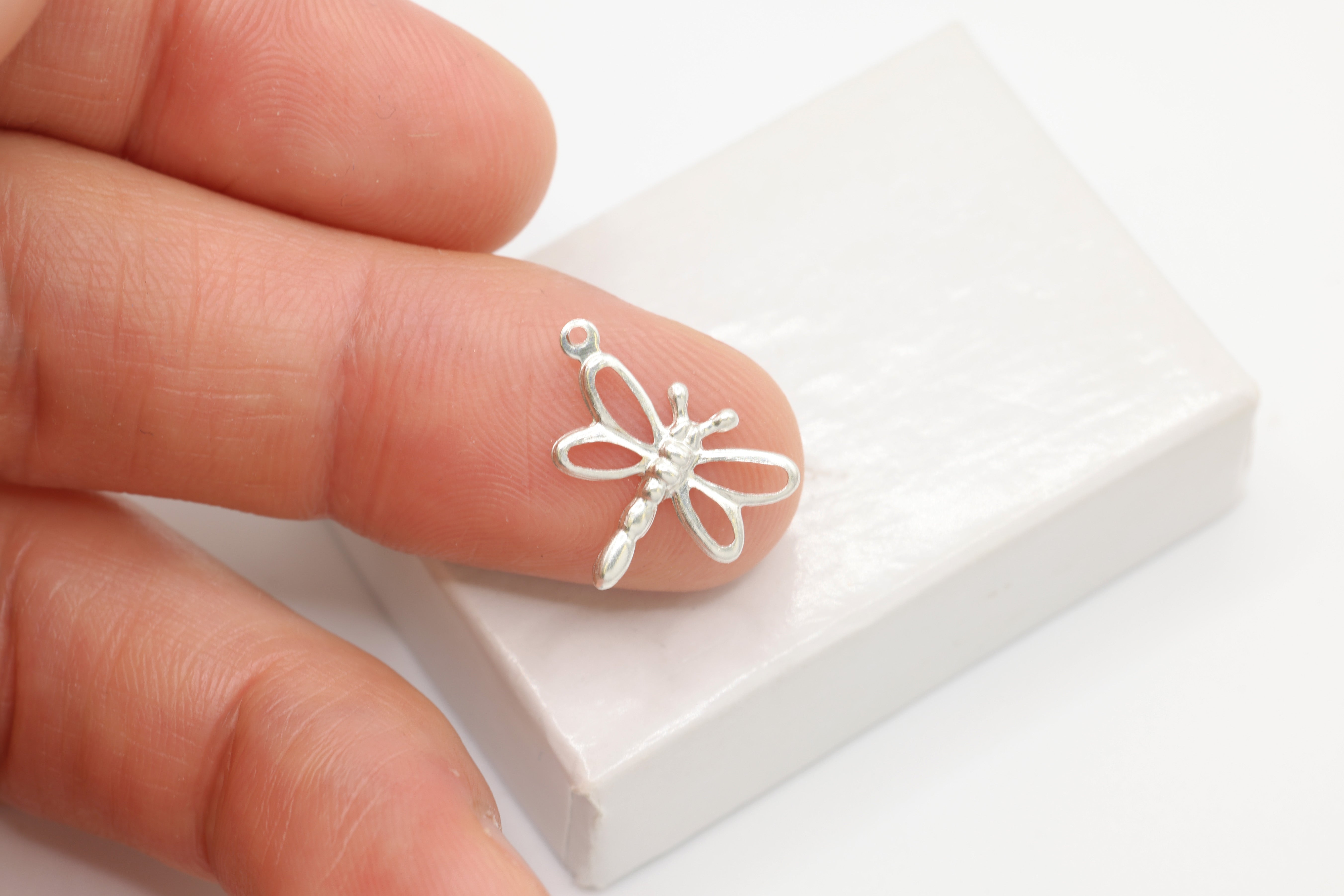 Dragonfly Charm, 925 Sterling Silver, 15mm x 13mm, Wholesale, Dragon Fly Insect, Jewelry Making Charm