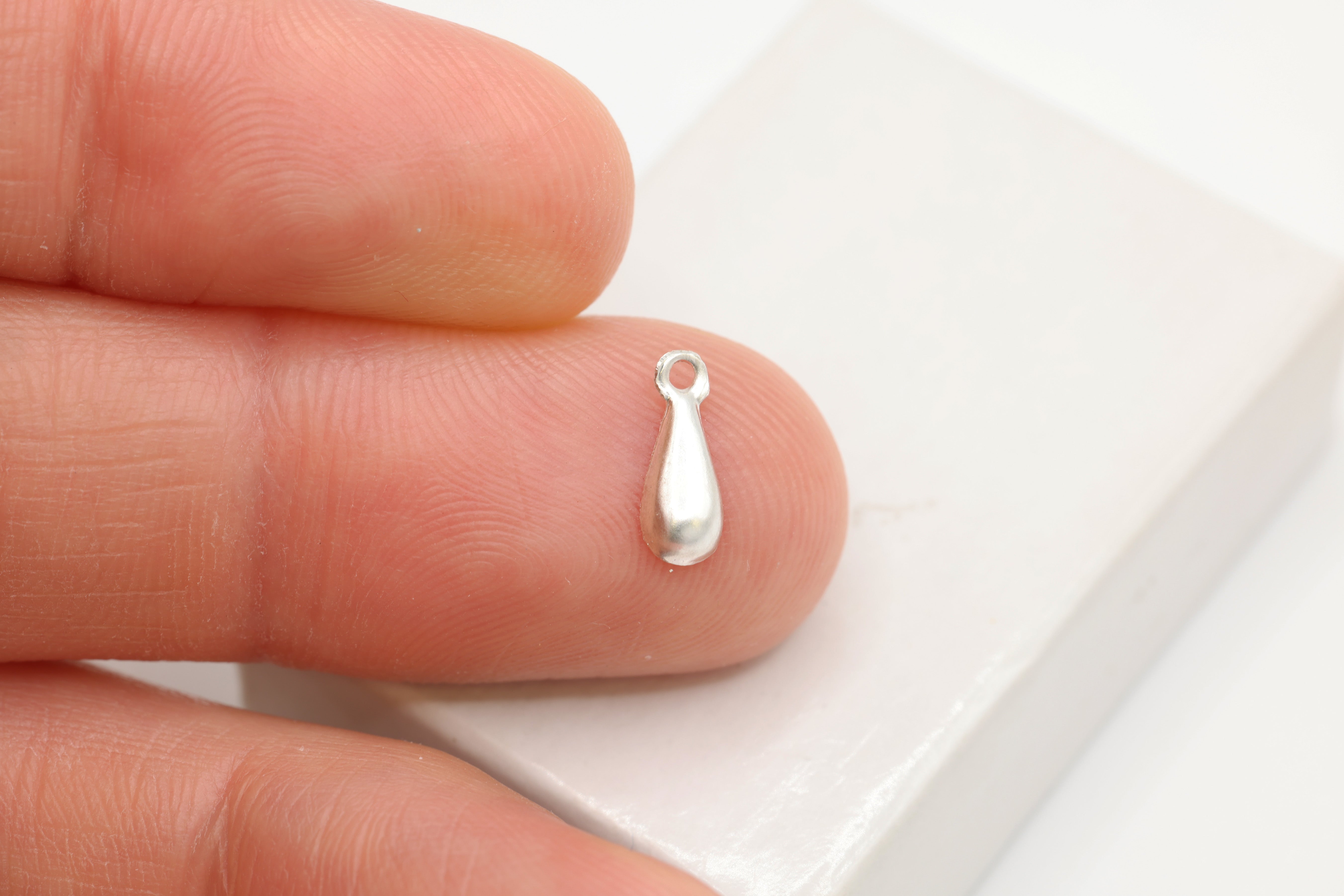 Teardrop Charm, 925 Sterling Silver, 10mm x 4mm, Wholesale, Tear Drop, Jewelry Making Charm