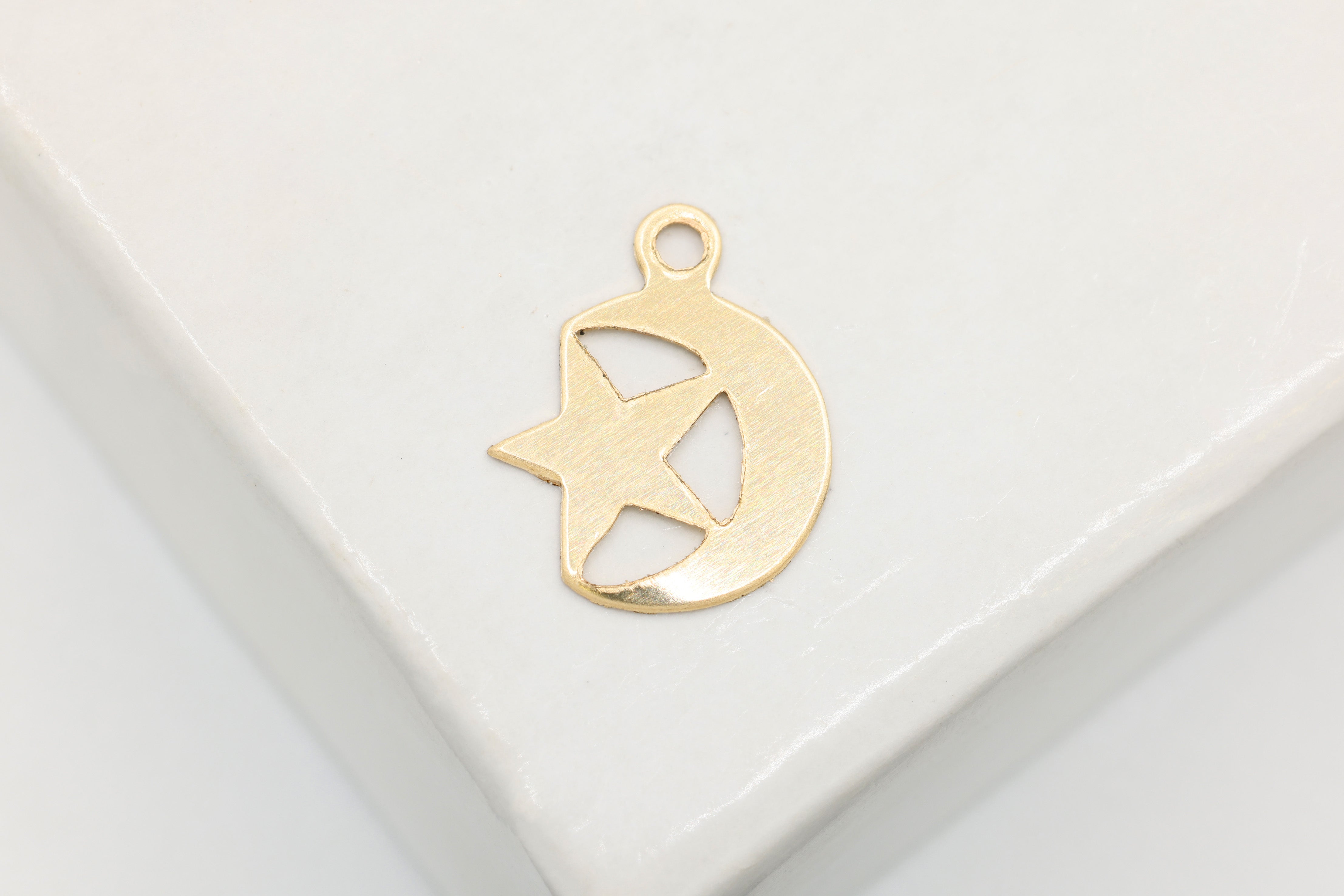Moon Star Charm, 14/20 Gold-Filled, 10mm x 8mm, Wholesale, Celestial, Jewelry Making Charm