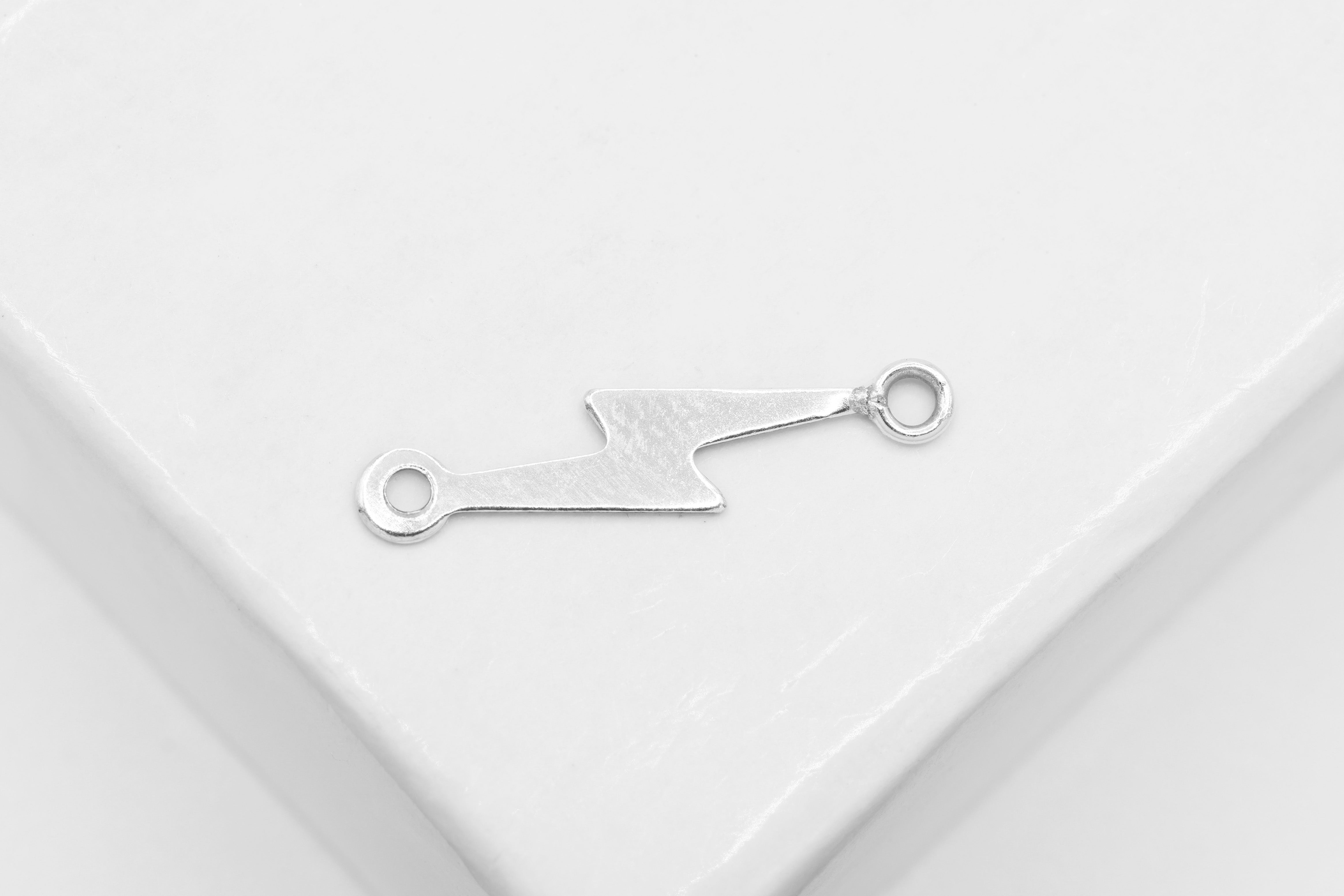 Lightning Bolt Connector Charm, 925 Sterling Silver, 15mm x 4mm, Wholesale, Celestial, Jewelry Making Charm