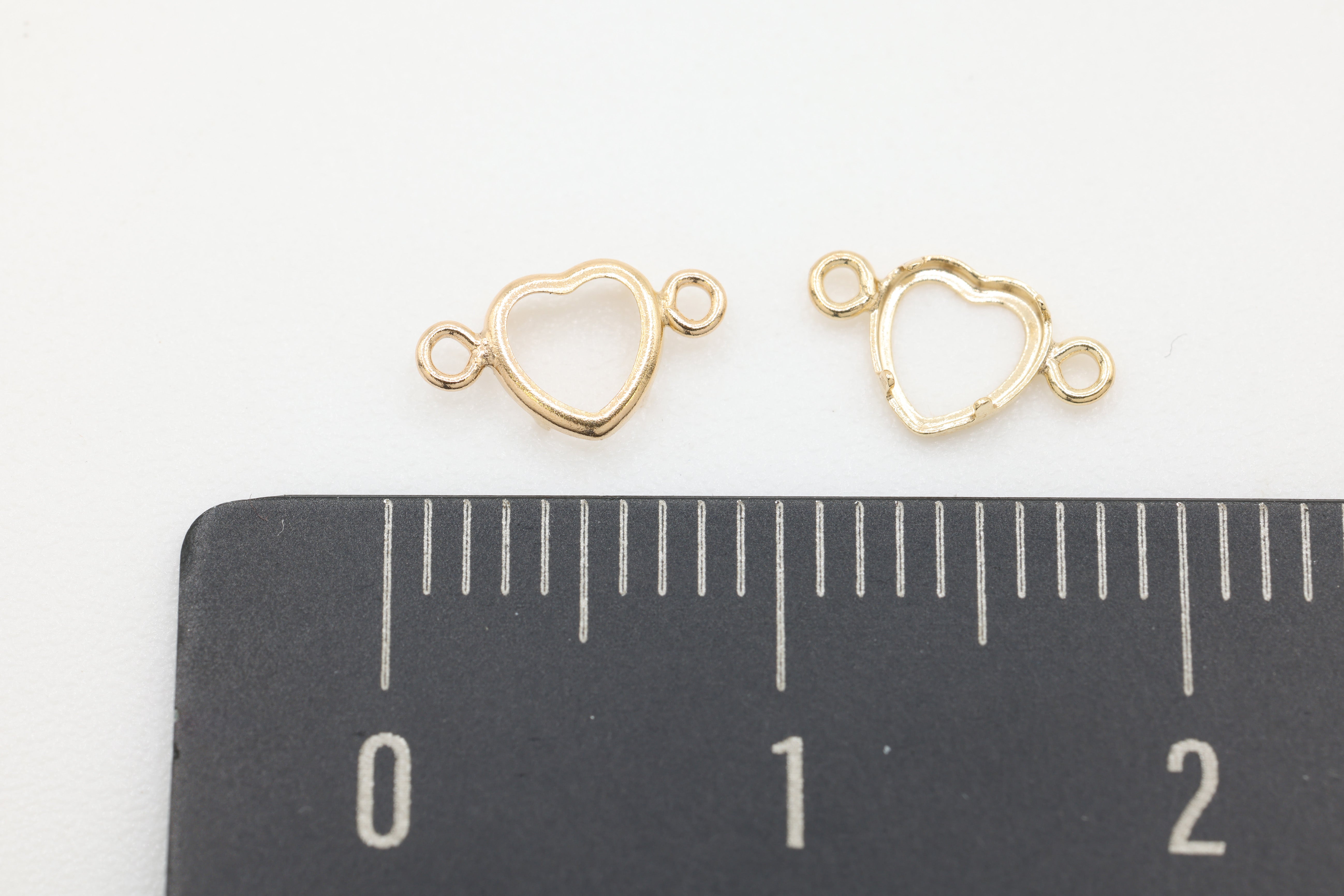 Heart Connector Bezel Self Set Bracket Charm, 14/20 Gold-Filled, 4mm x 4mm, Wholesale, Jewelry Making Charm